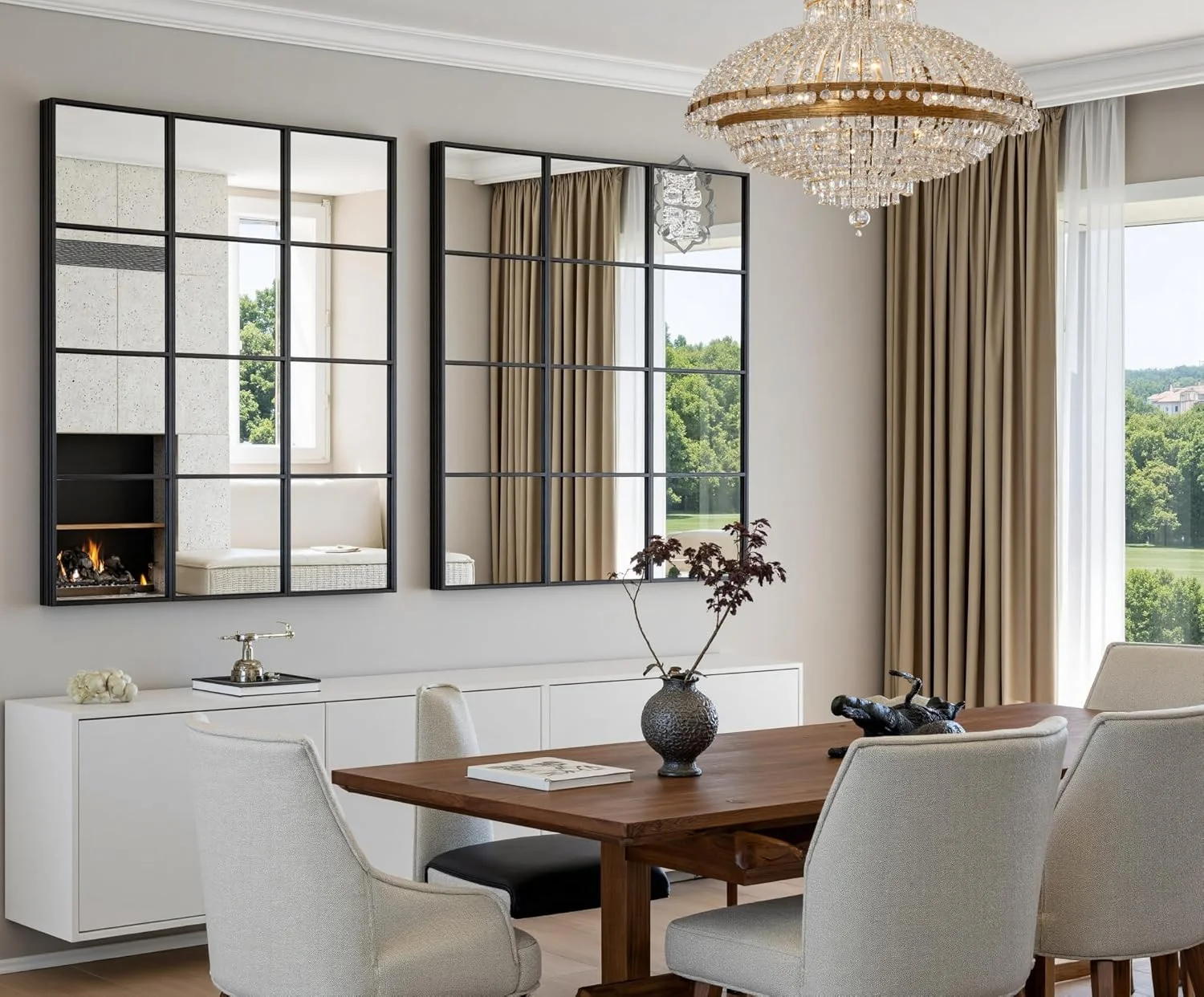 آینه دیواری مستطیلی Dewfig طرح پنجره، 78x119 سانتی متر، آینه دکوراتیو دیواری با قاب فلزی طرح پنجره، آینه بزرگ مشکی برای اتاق خواب، اتاق نشیمن، شومینه، ورودی، قابل آویزان کردن یا تکیه دادن به دیوار، مشکی آینه دیواری مستطیلی Dewfig طرح پنجره، 78x119 سانتی متر، آینه دکوراتیو دیواری با قاب فلزی طرح پنجره، آینه بزرگ مشکی برای اتاق خواب، اتاق نشیمن، شومینه، ورودی، قابل آویزان کردن یا تکیه دادن به دیوار، مشکی