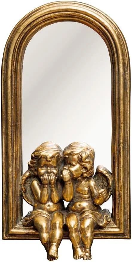 آینه تزئینی با فرشته طلایی به سبک وینتیج، 33.5 × 17 × 8 سانتی متر، فرشته با پتینه طلایی آینه تزئینی با فرشته طلایی به سبک وینتیج، 33.5 × 17 × 8 سانتی متر، فرشته با پتینه طلایی