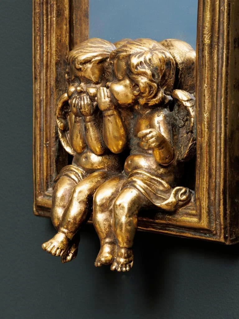 آینه تزئینی با فرشته طلایی به سبک وینتیج، 33.5 × 17 × 8 سانتی متر، فرشته با پتینه طلایی آینه تزئینی با فرشته طلایی به سبک وینتیج، 33.5 × 17 × 8 سانتی متر، فرشته با پتینه طلایی