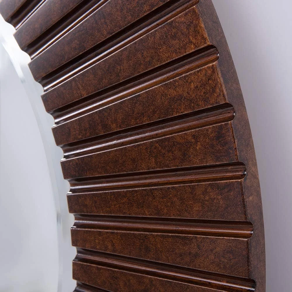 آینه دیواری گرد 76 سانتی متری Chende با قاب چوبی، آینه تزئینی خانه روستایی با روکش برنزی، آینه بزرگ روستیک برای اتاق نشیمن، اتاق خواب، ورودی آینه دیواری گرد 76 سانتی متری Chende با قاب چوبی، آینه تزئینی خانه روستایی با روکش برنزی، آینه بزرگ روستیک برای اتاق نشیمن، اتاق خواب، ورودی