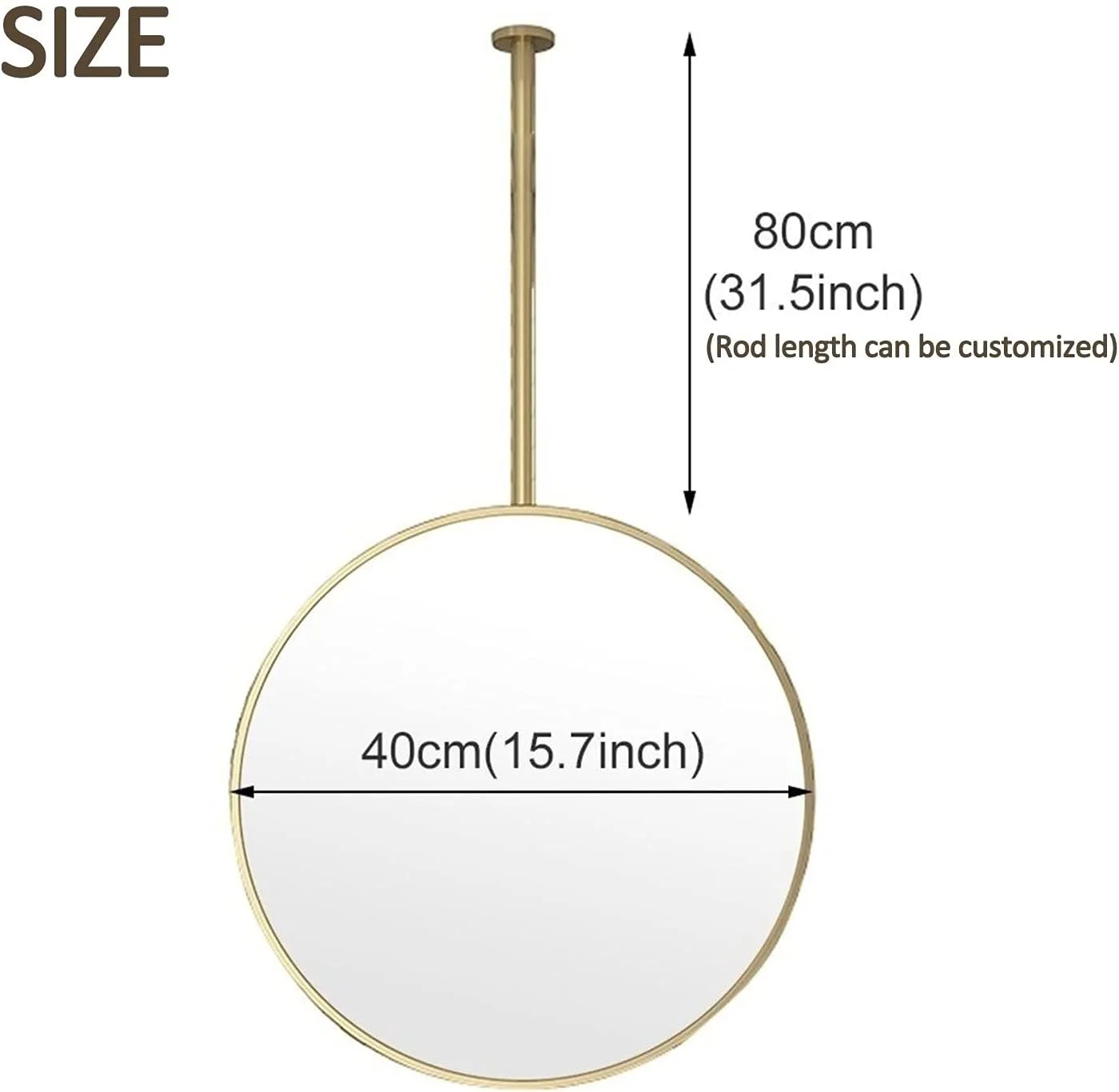 آینه فلزی سقفی با میله آویز سقفی، آینه تزئینی طلایی برای حمام، اتاق نشیمن، آینه های بزرگ دایره ای برای آرایش و اصلاح - گرد (اندازه: قطر-40 سانتی متر / 15.7 اینچ) آینه فلزی سقفی با میله آویز سقفی، آینه تزئینی طلایی برای حمام، اتاق نشیمن، آینه های بزرگ دایره ای برای آرایش و اصلاح - گرد (اندازه: قطر-40 سانتی متر / 15.7 اینچ)