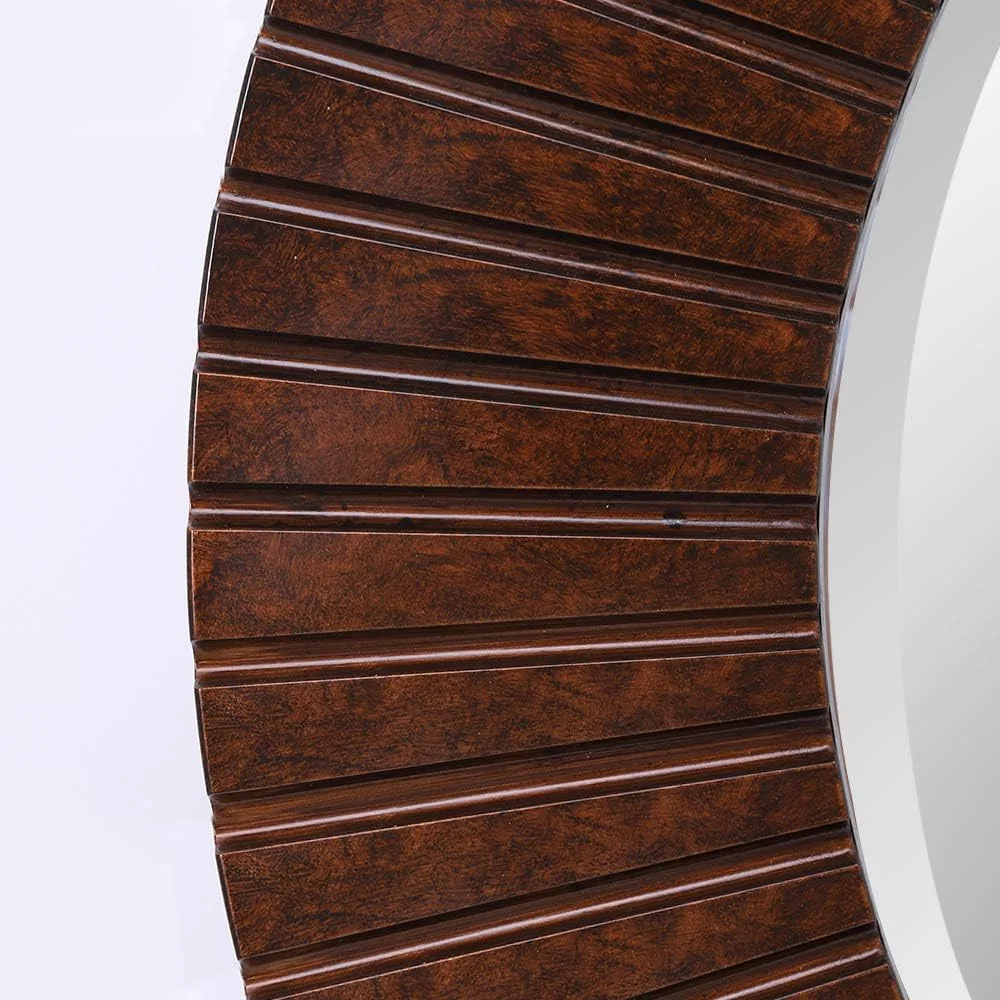 آینه دیواری گرد 76 سانتی متری Chende با قاب چوبی، آینه تزئینی خانه روستایی با روکش برنزی، آینه بزرگ روستیک برای اتاق نشیمن، اتاق خواب، ورودی آینه دیواری گرد 76 سانتی متری Chende با قاب چوبی، آینه تزئینی خانه روستایی با روکش برنزی، آینه بزرگ روستیک برای اتاق نشیمن، اتاق خواب، ورودی