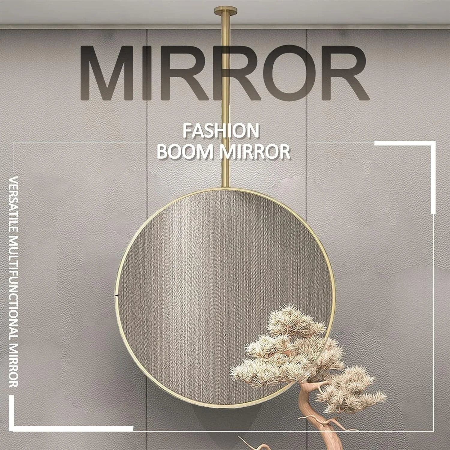 آینه فلزی سقفی با میله آویز سقفی، آینه تزئینی طلایی برای حمام، اتاق نشیمن، آینه های بزرگ دایره ای برای آرایش و اصلاح - گرد (اندازه: قطر-40 سانتی متر / 15.7 اینچ) آینه فلزی سقفی با میله آویز سقفی، آینه تزئینی طلایی برای حمام، اتاق نشیمن، آینه های بزرگ دایره ای برای آرایش و اصلاح - گرد (اندازه: قطر-40 سانتی متر / 15.7 اینچ)