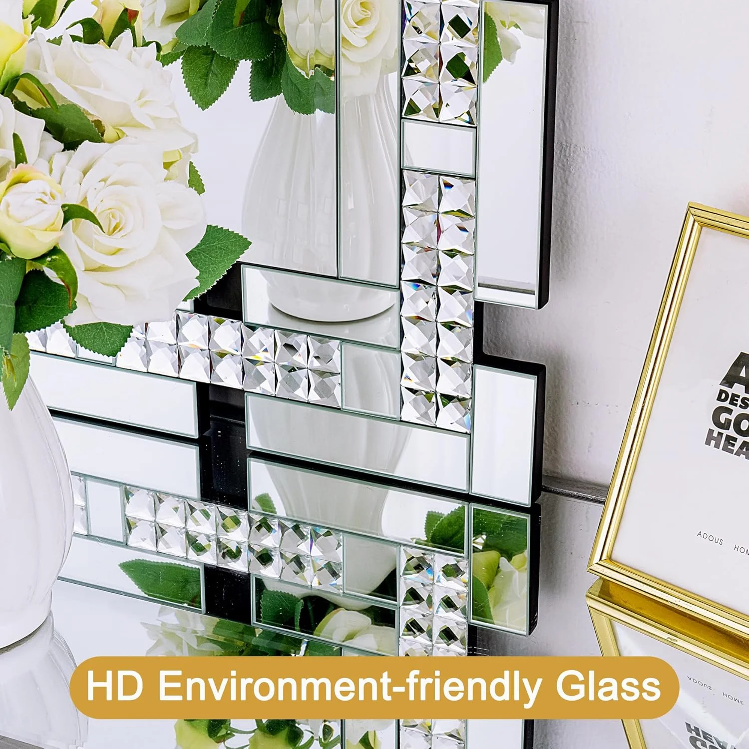 آینه دیواری تزئینی کریستالی Chende برای اتاق نشیمن، آینه بزرگ 91 در 61 سانتیمتر برای دکور دیوار با لبه پخدار، دکور دیواری مستطیلی شیک برای اتاق نشیمن، اتاق غذاخوری، ورودی آینه دیواری تزئینی کریستالی Chende برای اتاق نشیمن، آینه بزرگ 91 در 61 سانتیمتر برای دکور دیوار با لبه پخدار، دکور دیواری مستطیلی شیک برای اتاق نشیمن، اتاق غذاخوری، ورودی
