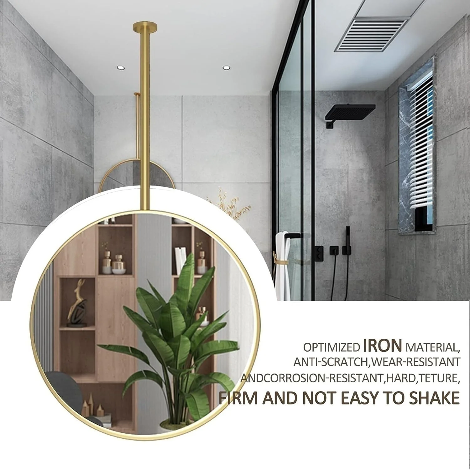 آینه فلزی سقفی با میله آویز سقفی، آینه تزئینی طلایی برای حمام، اتاق نشیمن، آینه های بزرگ دایره ای برای آرایش و اصلاح - گرد (اندازه: قطر-40 سانتی متر / 15.7 اینچ) آینه فلزی سقفی با میله آویز سقفی، آینه تزئینی طلایی برای حمام، اتاق نشیمن، آینه های بزرگ دایره ای برای آرایش و اصلاح - گرد (اندازه: قطر-40 سانتی متر / 15.7 اینچ)