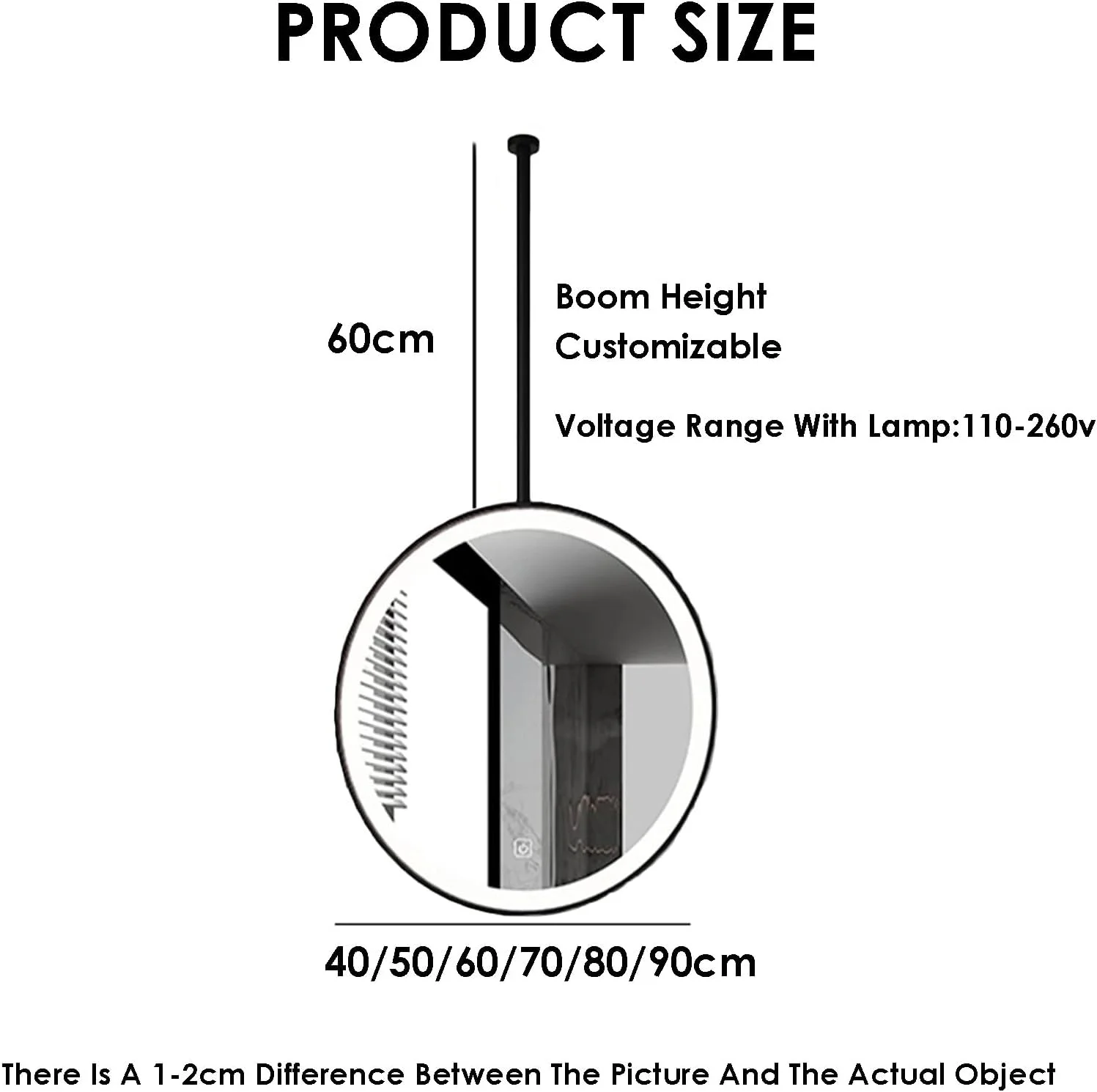 آینه آویز سقفی BXKCFYBSQ، آینه های تزئینی منزل، آینه LED روشنایی، روشنایی قابل تنظیم، برای اصلاح صورت در حمام و سرویس بهداشتی (بازو قابل تنظیم است)(طلایی، 80x80 سانتی متر) آینه آویز سقفی BXKCFYBSQ، آینه های تزئینی منزل، آینه LED روشنایی، روشنایی قابل تنظیم، برای اصلاح صورت در حمام و سرویس بهداشتی (بازو قابل تنظیم است)(طلایی، 80x80 سانتی متر)