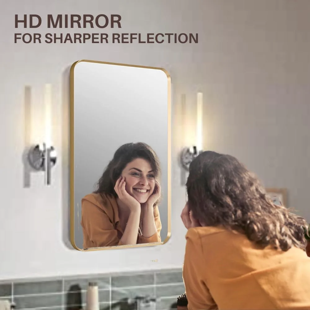 آینه تزئینی مستطیلی BRANCO IKON برای دیوار (60x45 سانتی متر) با روکش طلایی و قاب فلزی پخ دار | شیشه روکش شده طلایی - آینه برای حمام، اتاق نشیمن، اتاق خواب - فلز ممتاز و طراحی بی انتها آینه تزئینی مستطیلی BRANCO IKON برای دیوار (60x45 سانتی متر) با روکش طلایی و قاب فلزی پخ دار | شیشه روکش شده طلایی - آینه برای حمام، اتاق نشیمن، اتاق خواب - فلز ممتاز و طراحی بی انتها