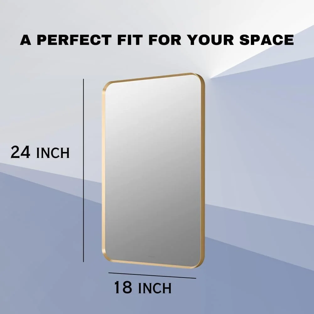 آینه تزئینی مستطیلی BRANCO IKON برای دیوار (60x45 سانتی متر) با روکش طلایی و قاب فلزی پخ دار | شیشه روکش شده طلایی - آینه برای حمام، اتاق نشیمن، اتاق خواب - فلز ممتاز و طراحی بی انتها آینه تزئینی مستطیلی BRANCO IKON برای دیوار (60x45 سانتی متر) با روکش طلایی و قاب فلزی پخ دار | شیشه روکش شده طلایی - آینه برای حمام، اتاق نشیمن، اتاق خواب - فلز ممتاز و طراحی بی انتها