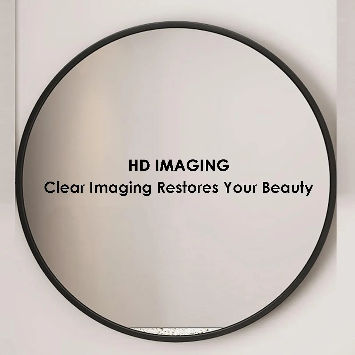 آینه آویز سقفی BXKCFYBSQ، آینه دیواری گرد تزئینی، آینه آرایش روشویی HD، مناسب برای اصلاح و آرایش در حمام (مشکی، 70 سانتی متر)