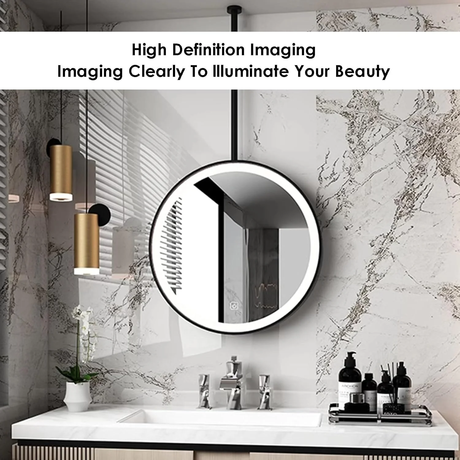 آینه آویز سقفی BXKCFYBSQ، آینه های تزئینی منزل، آینه LED روشنایی، روشنایی قابل تنظیم، برای اصلاح صورت در حمام و سرویس بهداشتی (بازو قابل تنظیم است)(طلایی، 80x80 سانتی متر) آینه آویز سقفی BXKCFYBSQ، آینه های تزئینی منزل، آینه LED روشنایی، روشنایی قابل تنظیم، برای اصلاح صورت در حمام و سرویس بهداشتی (بازو قابل تنظیم است)(طلایی، 80x80 سانتی متر)