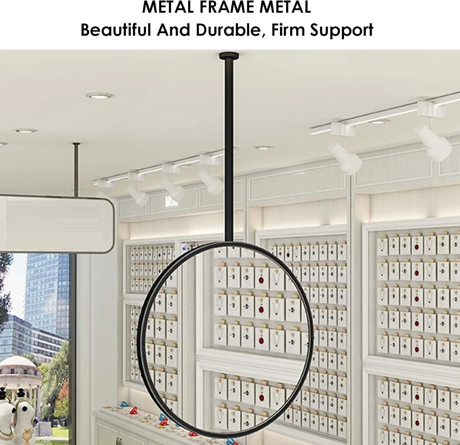 آینه آویز سقفی BXKCFYBSQ، آینه دیواری گرد تزئینی، آینه آرایش روشویی HD حمام، برای اصلاح صورت (سفید، 80 سانتی متر) آینه آویز سقفی BXKCFYBSQ، آینه دیواری گرد تزئینی، آینه آرایش روشویی HD حمام، برای اصلاح صورت (سفید، 80 سانتی متر)