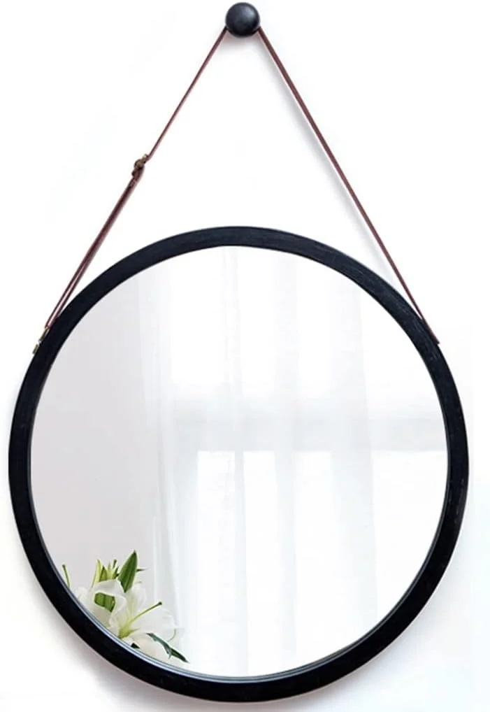 آینه گرد دیواری آویز حمام، آینه آویز دیواری اتاق خواب، آینه تزئینی اتاق نشیمن، بند قابل تنظیم، همراه با قلاب (رنگ: مشکی، اندازه: 45 سانتی متر / 17.7 اینچ) آینه گرد دیواری آویز حمام، آینه آویز دیواری اتاق خواب، آینه تزئینی اتاق نشیمن، بند قابل تنظیم، همراه با قلاب (رنگ: مشکی، اندازه: 45 سانتی متر / 17.7 اینچ)