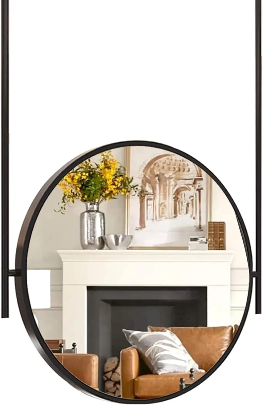 آینه آرایشی آویز سقفی مشکی، آینه گرد حمام برای دکور دیوار با میله های شناور، آینه بوم دوتایی، آینه های معلق تزئینی برای اتاق خواب (قطر-60 سانتی متر / 23.6 اینچ) آینه آرایشی آویز سقفی مشکی، آینه گرد حمام برای دکور دیوار با میله های شناور، آینه بوم دوتایی، آینه های معلق تزئینی برای اتاق خواب (قطر-60 سانتی متر / 23.6 اینچ)