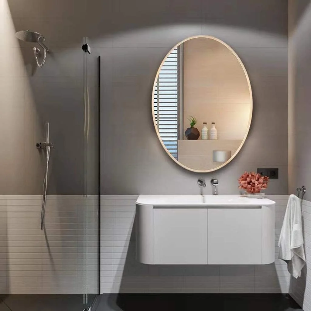 آینه آرایش حمام، آینه دیواری، آینه تزئینی اتاق نشیمن، آینه روشویی اتاق خواب (رنگ: طلایی، سایز: 76x56 سانتی متر) آینه آرایش حمام، آینه دیواری، آینه تزئینی اتاق نشیمن، آینه روشویی اتاق خواب (رنگ: طلایی، سایز: 76x56 سانتی متر)