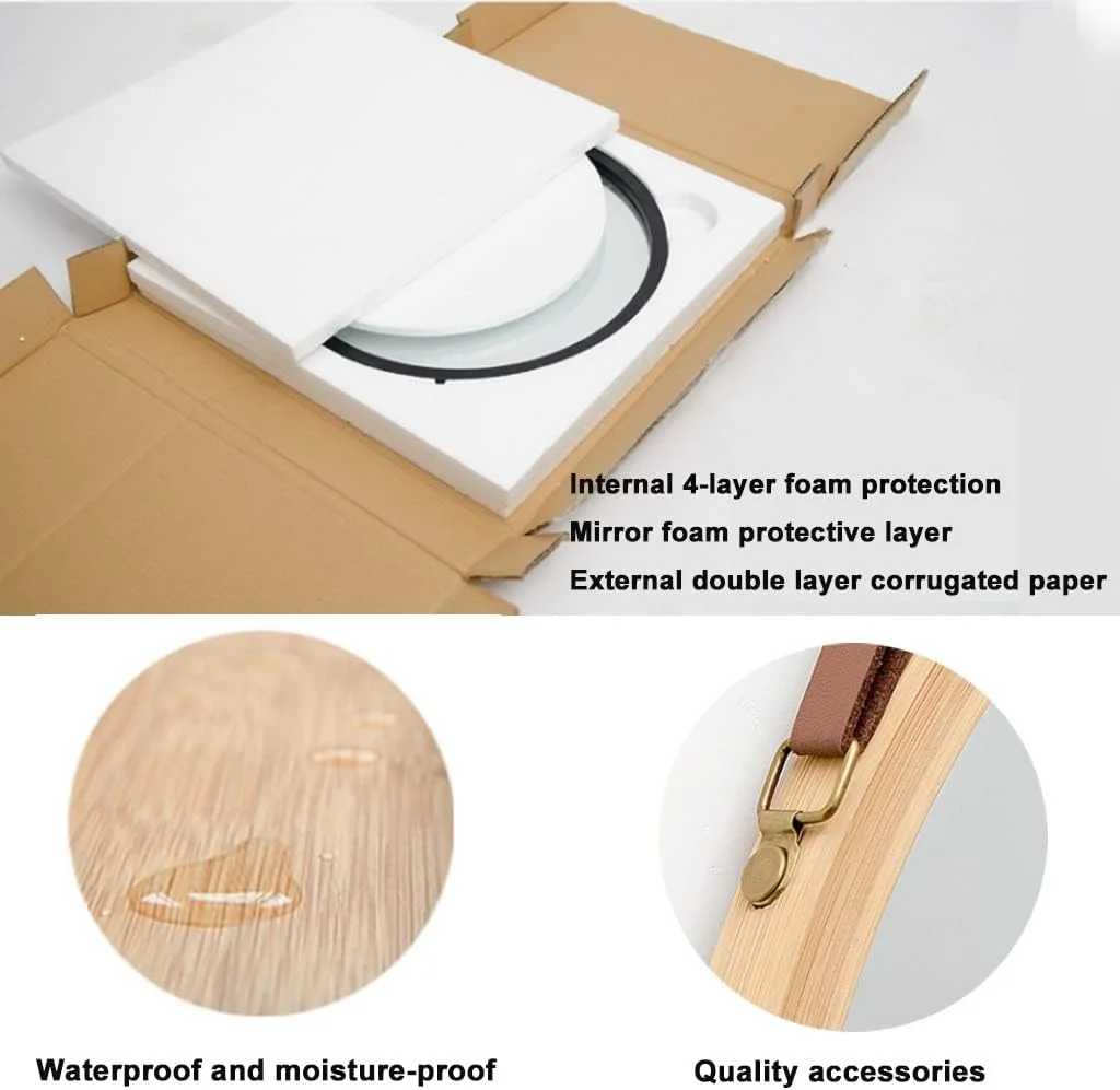 آینه گرد دیواری آویز حمام، آینه آویز دیواری اتاق خواب، آینه تزئینی اتاق نشیمن، بند قابل تنظیم، همراه با قلاب (رنگ: مشکی، اندازه: 45 سانتی متر / 17.7 اینچ) آینه گرد دیواری آویز حمام، آینه آویز دیواری اتاق خواب، آینه تزئینی اتاق نشیمن، بند قابل تنظیم، همراه با قلاب (رنگ: مشکی، اندازه: 45 سانتی متر / 17.7 اینچ)