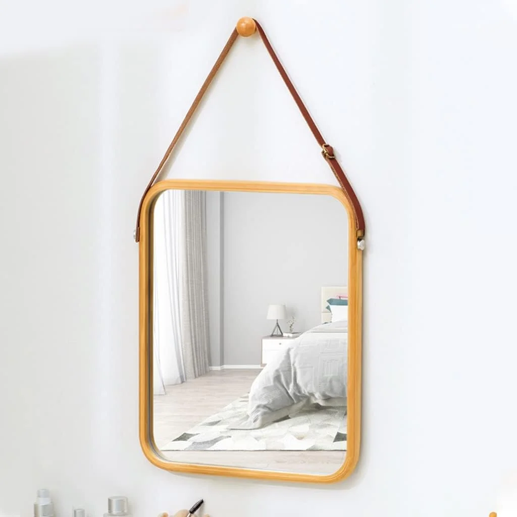 آینه دیواری حمام، آینه آرایشی دیواری، آینه تزئینی با بند، مناسب برای اتاق نشیمن، اتاق خواب، ورودی (رنگ: رنگ چوب، اندازه: 33x40 سانتی متر) آینه دیواری حمام، آینه آرایشی دیواری، آینه تزئینی با بند، مناسب برای اتاق نشیمن، اتاق خواب، ورودی (رنگ: رنگ چوب، اندازه: 33x40 سانتی متر)