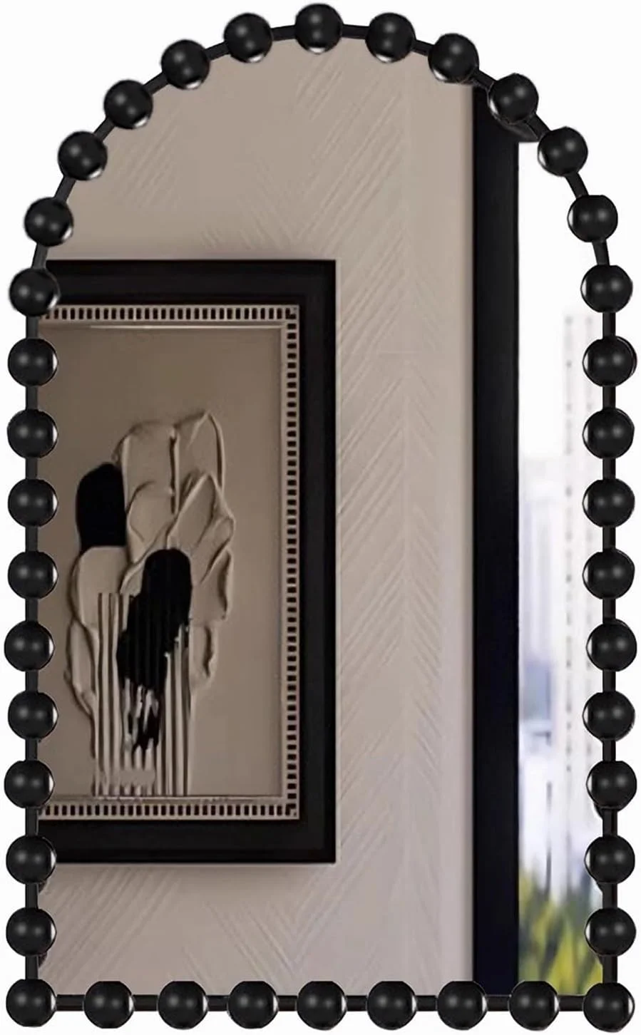 آینه قدی کمانی حمام، آینه تزئینی با قاب مهره دار مشکی، آینه آرایشی دیواری برای اتاق خواب، میز آرایش، کمد، دکور دیوار خانه (70x100 سانتی متر) آینه قدی کمانی حمام، آینه تزئینی با قاب مهره دار مشکی، آینه آرایشی دیواری برای اتاق خواب، میز آرایش، کمد، دکور دیوار خانه (70x100 سانتی متر)