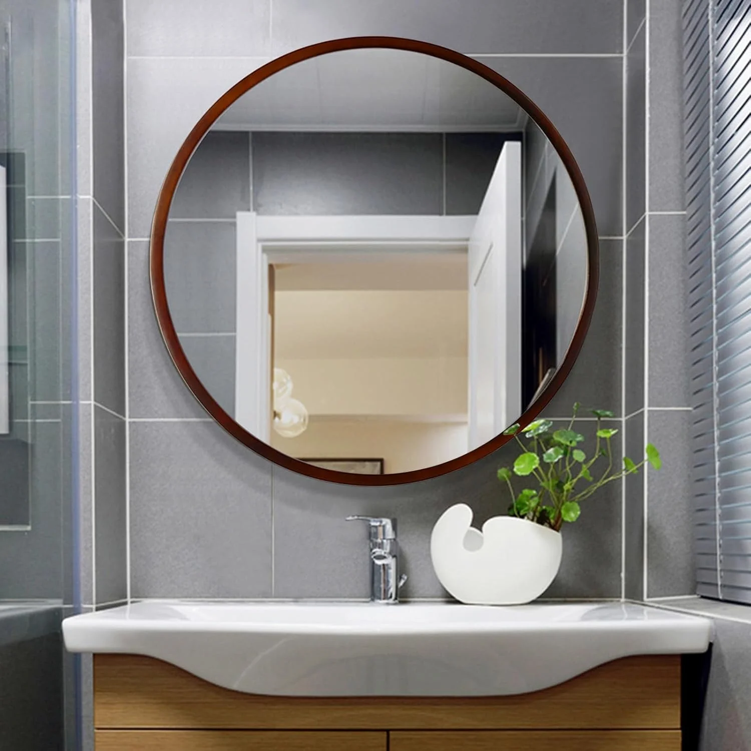 آینه گرد دیواری 40، 50، 60، 70 سانتیمتری، آینه دایرهای چوبی تزئینی برای حمام، آینه دیواری بادوام و زیبا برای اتاق خواب، حمام، ورودی، قهوهای - 60 سانتیمتر طول x 60 سانتیمتر عرض آینه گرد دیواری 40، 50، 60، 70 سانتیمتری، آینه دایرهای چوبی تزئینی برای حمام، آینه دیواری بادوام و زیبا برای اتاق خواب، حمام، ورودی، قهوهای - 60 سانتیمتر طول x 60 سانتیمتر عرض
