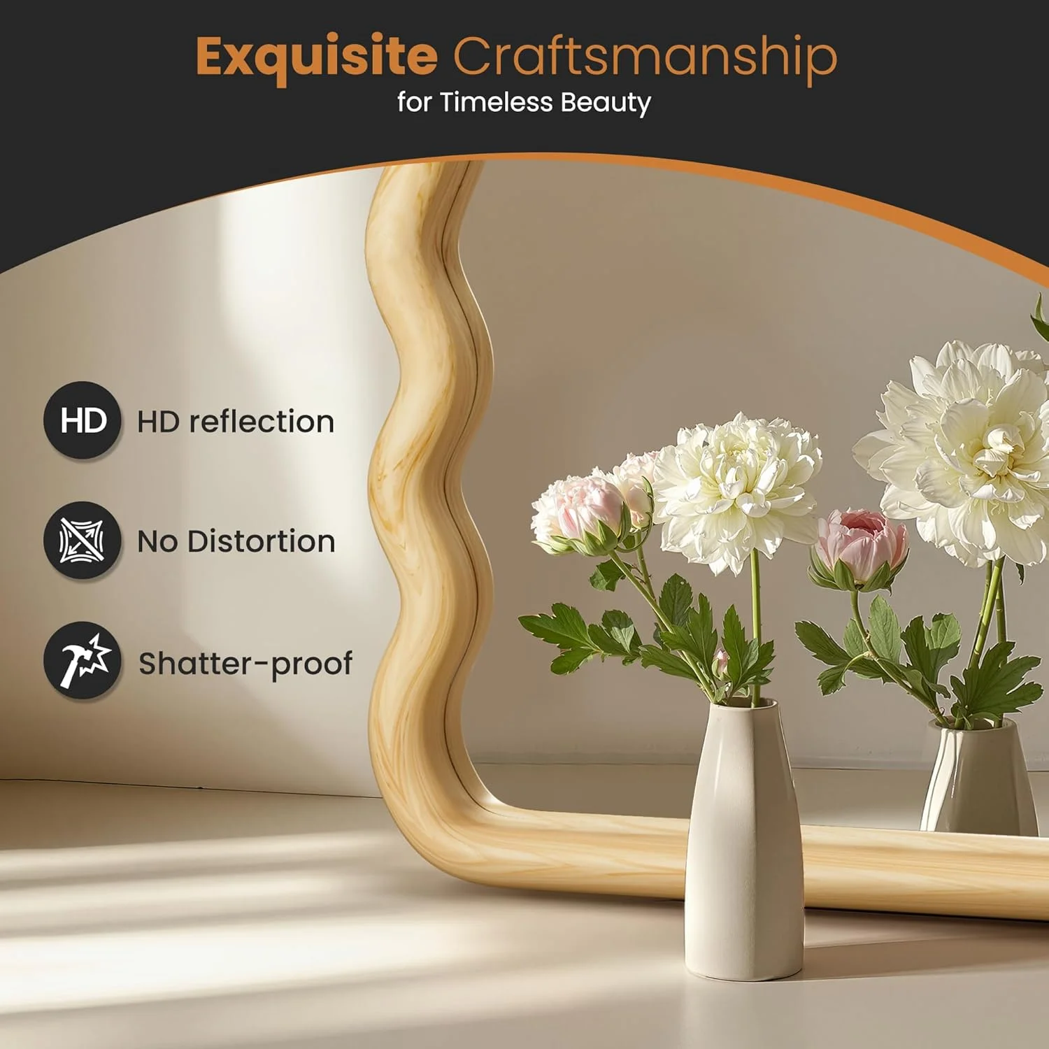 آینه دیواری حمام، 60x90 سانتی متر، آینه چوبی موج دار بوهو، آینه تزئینی بزرگ تمام قد با شیشه سکوریت، آینه روشویی با قاب چوبی طبیعی برای اتاق خواب، اتاق نشیمن، ورودی آینه دیواری حمام، 60x90 سانتی متر، آینه چوبی موج دار بوهو، آینه تزئینی بزرگ تمام قد با شیشه سکوریت، آینه روشویی با قاب چوبی طبیعی برای اتاق خواب، اتاق نشیمن، ورودی