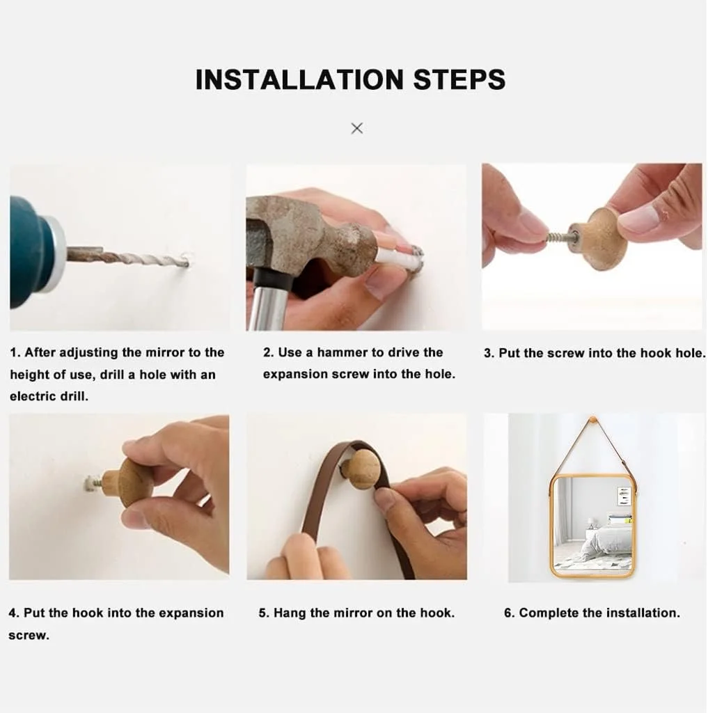 آینه دیواری حمام، آینه آرایشی دیواری، آینه تزئینی با بند، مناسب برای اتاق نشیمن، اتاق خواب، ورودی (رنگ: رنگ چوب، اندازه: 33x40 سانتی متر) آینه دیواری حمام، آینه آرایشی دیواری، آینه تزئینی با بند، مناسب برای اتاق نشیمن، اتاق خواب، ورودی (رنگ: رنگ چوب، اندازه: 33x40 سانتی متر)