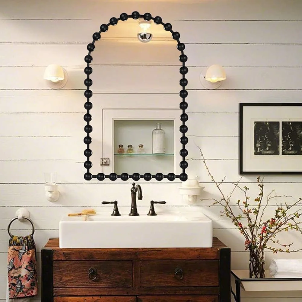 آینه قدی کمانی حمام، آینه تزئینی با قاب مهره دار مشکی، آینه آرایشی دیواری برای اتاق خواب، میز آرایش، کمد، دکور دیوار خانه (70x100 سانتی متر) آینه قدی کمانی حمام، آینه تزئینی با قاب مهره دار مشکی، آینه آرایشی دیواری برای اتاق خواب، میز آرایش، کمد، دکور دیوار خانه (70x100 سانتی متر)