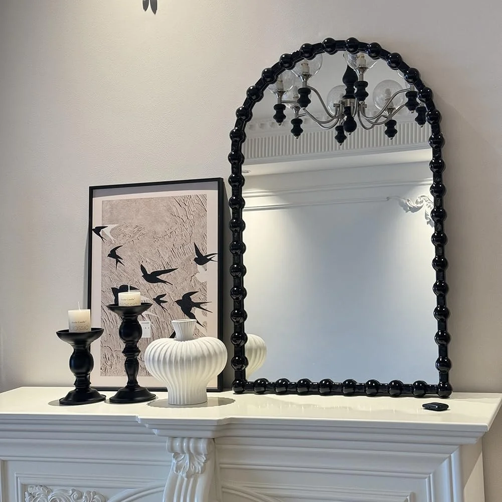 آینه قدی کمانی حمام، آینه تزئینی با قاب مهره دار مشکی، آینه آرایشی دیواری برای اتاق خواب، میز آرایش، کمد، دکور دیوار خانه (70x100 سانتی متر) آینه قدی کمانی حمام، آینه تزئینی با قاب مهره دار مشکی، آینه آرایشی دیواری برای اتاق خواب، میز آرایش، کمد، دکور دیوار خانه (70x100 سانتی متر)