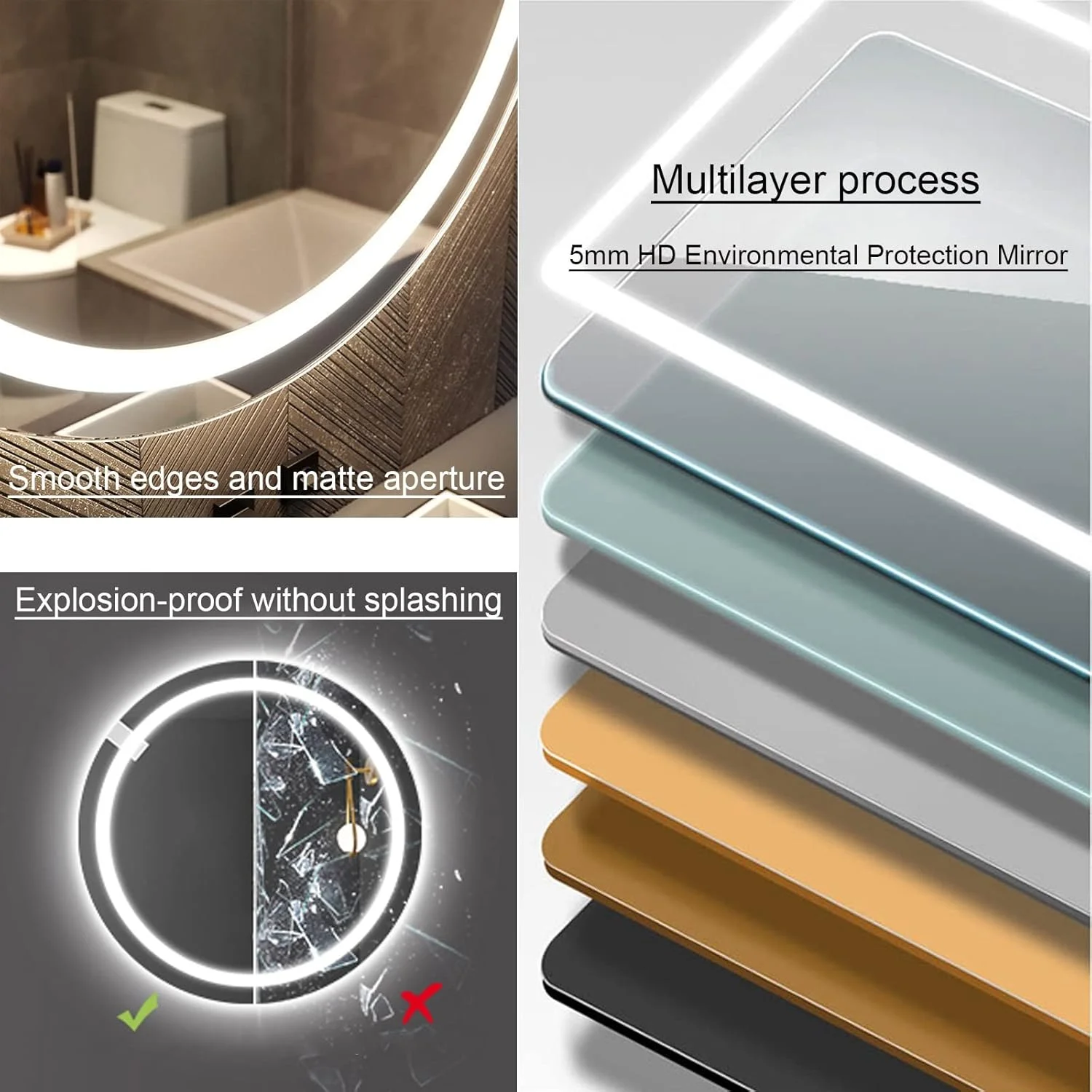 آینه گرد حمام LED سایز 32 اینچ، آینه آرایشی ضد مه 24 و 28 اینچی با چراغ، کنترل لمسی سنسور، دیمر دار، 3000-6000K، نصب دیواری، آینه تزئینی گرد حمام، L، 28"x28" (70cm) آینه گرد حمام LED سایز 32 اینچ، آینه آرایشی ضد مه 24 و 28 اینچی با چراغ، کنترل لمسی سنسور، دیمر دار، 3000-6000K، نصب دیواری، آینه تزئینی گرد حمام، L، 28"x28" (70cm)