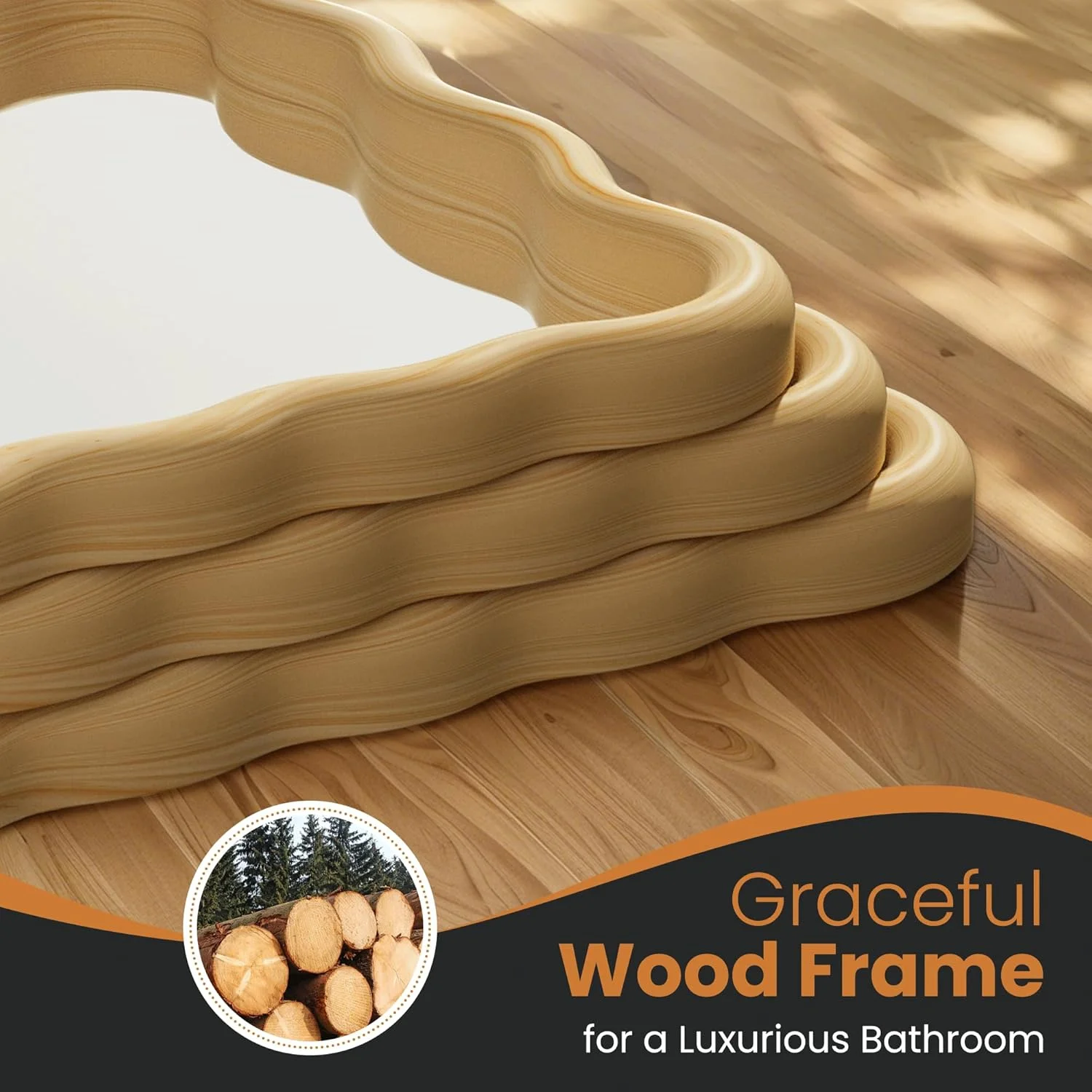 آینه دیواری حمام، 60x90 سانتی متر، آینه چوبی موج دار بوهو، آینه تزئینی بزرگ تمام قد با شیشه سکوریت، آینه روشویی با قاب چوبی طبیعی برای اتاق خواب، اتاق نشیمن، ورودی آینه دیواری حمام، 60x90 سانتی متر، آینه چوبی موج دار بوهو، آینه تزئینی بزرگ تمام قد با شیشه سکوریت، آینه روشویی با قاب چوبی طبیعی برای اتاق خواب، اتاق نشیمن، ورودی