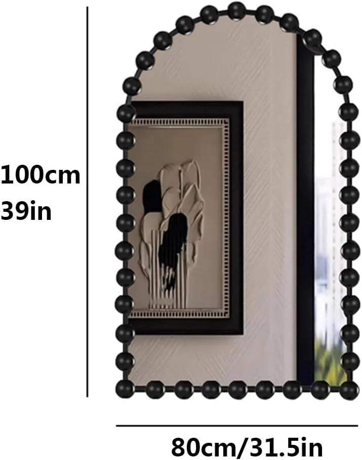 آینه قدی کمانی برای حمام، آینه تزئینی با قاب مهرهدار مشکی، آینه آرایشی دیواری برای اتاق خواب، میز آرایش، دکور دیوار خانه (80x100 سانتی متر) آینه قدی کمانی برای حمام، آینه تزئینی با قاب مهرهدار مشکی، آینه آرایشی دیواری برای اتاق خواب، میز آرایش، دکور دیوار خانه (80x100 سانتی متر)