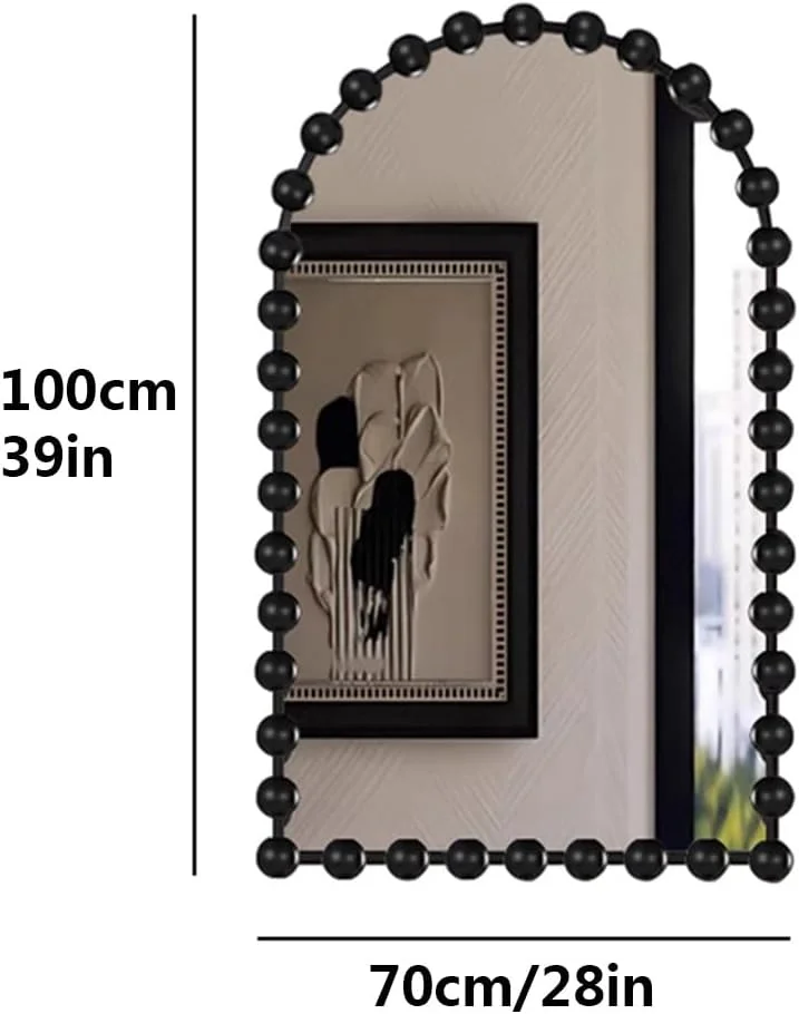 آینه قدی کمانی حمام، آینه تزئینی با قاب مهرهای مشکی، آینه آرایشی دیواری برای اتاق خواب، میز آرایش، کمد، دکوراسیون دیوار خانه (70x100 سانتی متر) آینه قدی کمانی حمام، آینه تزئینی با قاب مهرهای مشکی، آینه آرایشی دیواری برای اتاق خواب، میز آرایش، کمد، دکوراسیون دیوار خانه (70x100 سانتی متر)