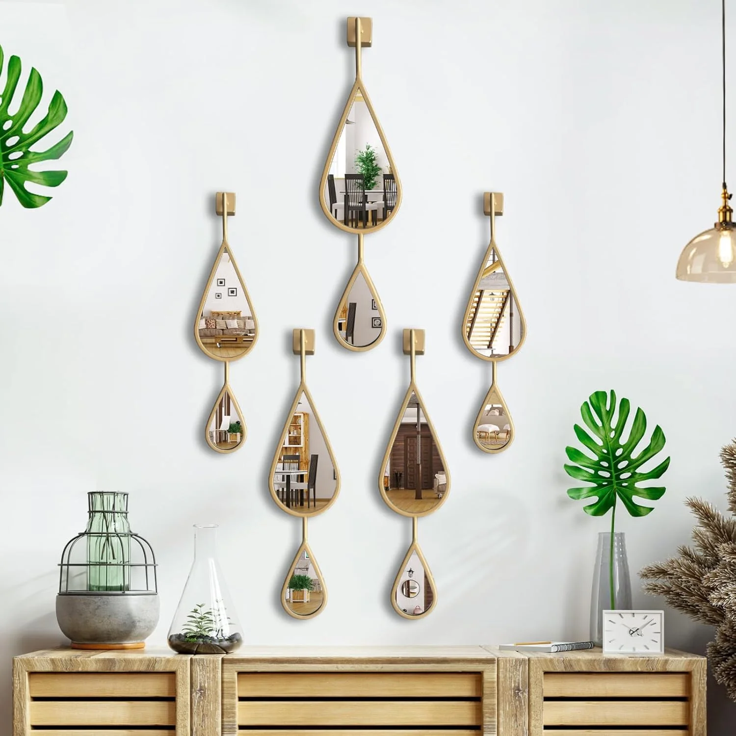 آینه دیواری BAODANFU، آینه های تزئینی دیواری، دکور آویز، شکل قطره اشک، طلایی، مناسب اتاق خواب، اتاق نشیمن، ورودی، روشویی حمام، قاب فلزی طلایی برنجی، مجموعه 5 عددی آینه آینه دیواری BAODANFU، آینه های تزئینی دیواری، دکور آویز، شکل قطره اشک، طلایی، مناسب اتاق خواب، اتاق نشیمن، ورودی، روشویی حمام، قاب فلزی طلایی برنجی، مجموعه 5 عددی آینه