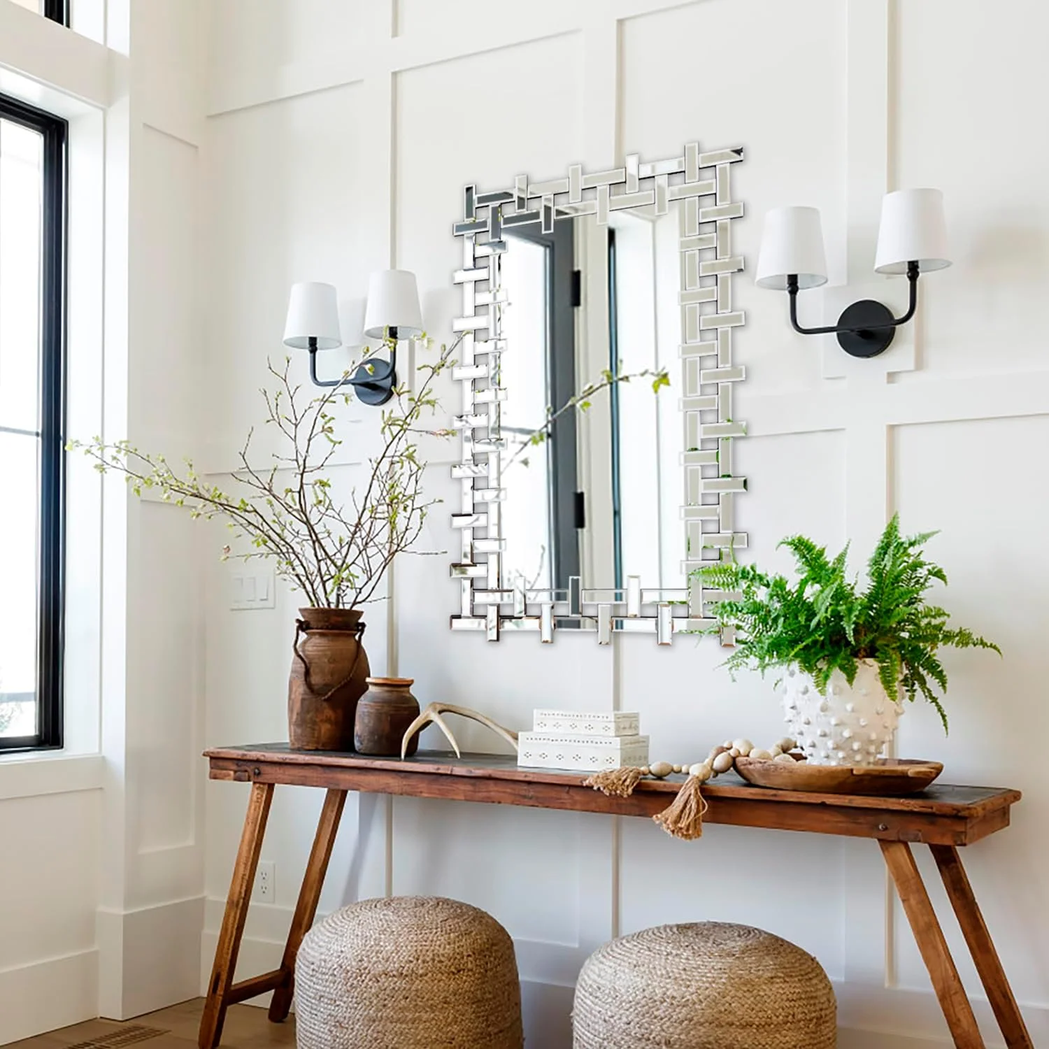 آینه تزئینی Autdot برای اتاق نشیمن، 120x80 سانتی متر، آینه دیواری بزرگ با قاب شیشه ای تراش خورده، آینه مدرن برای اتاق غذاخوری، ورودی، شومینه، اتاق خواب آینه تزئینی Autdot برای اتاق نشیمن، 120x80 سانتی متر، آینه دیواری بزرگ با قاب شیشه ای تراش خورده، آینه مدرن برای اتاق غذاخوری، ورودی، شومینه، اتاق خواب