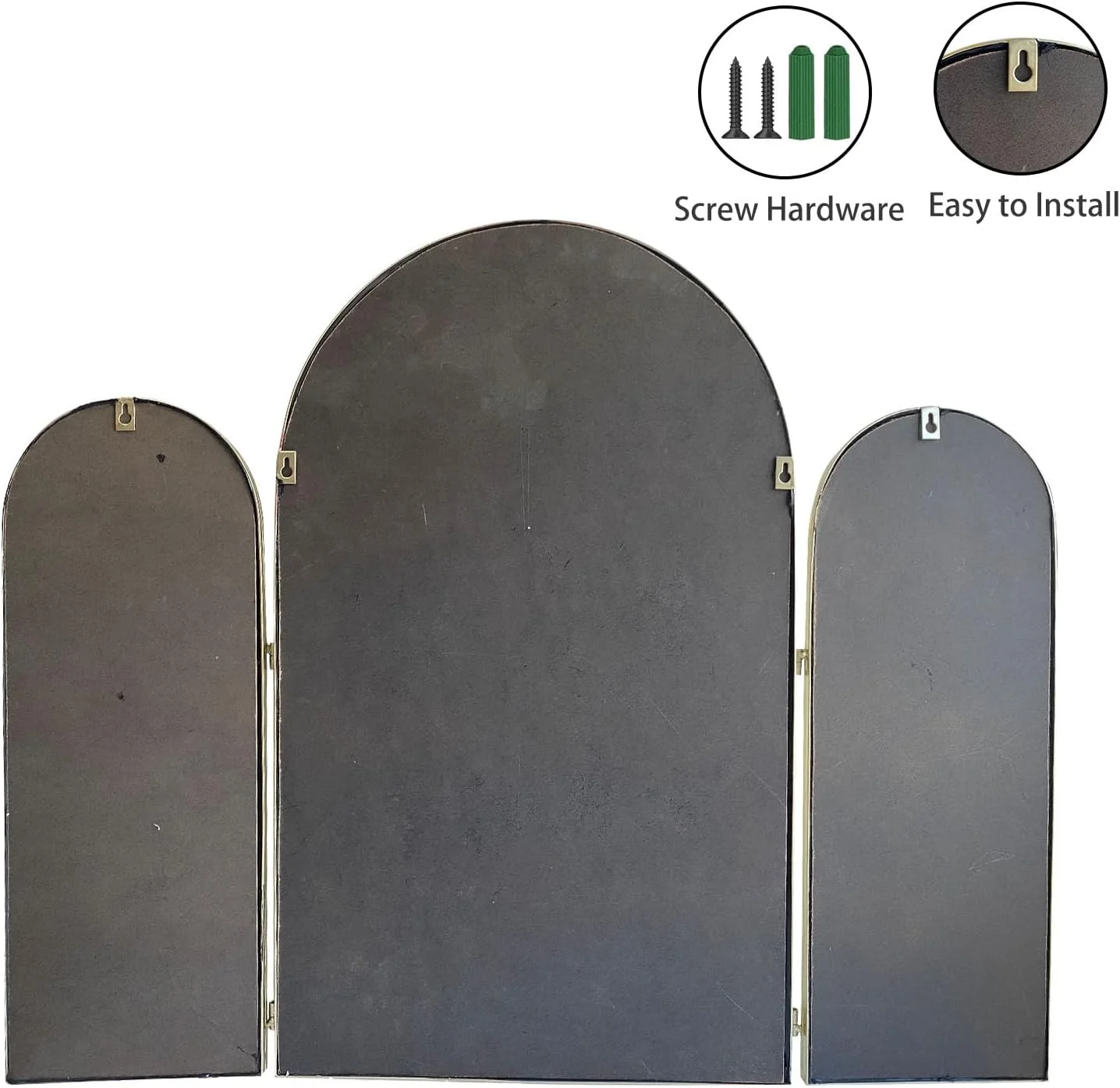 آینه آرایشی سه طرفه BAODANFU، 76x94 سانتی متر، آینه های آرایشی قابل تنظیم برای حمام، اتاق خواب، آینه های کمانی طلایی شامپاینی، دکوراسیون دیواری، بافت مو، آرایش 360 درجه آینه آرایشی سه طرفه BAODANFU، 76x94 سانتی متر، آینه های آرایشی قابل تنظیم برای حمام، اتاق خواب، آینه های کمانی طلایی شامپاینی، دکوراسیون دیواری، بافت مو، آرایش 360 درجه