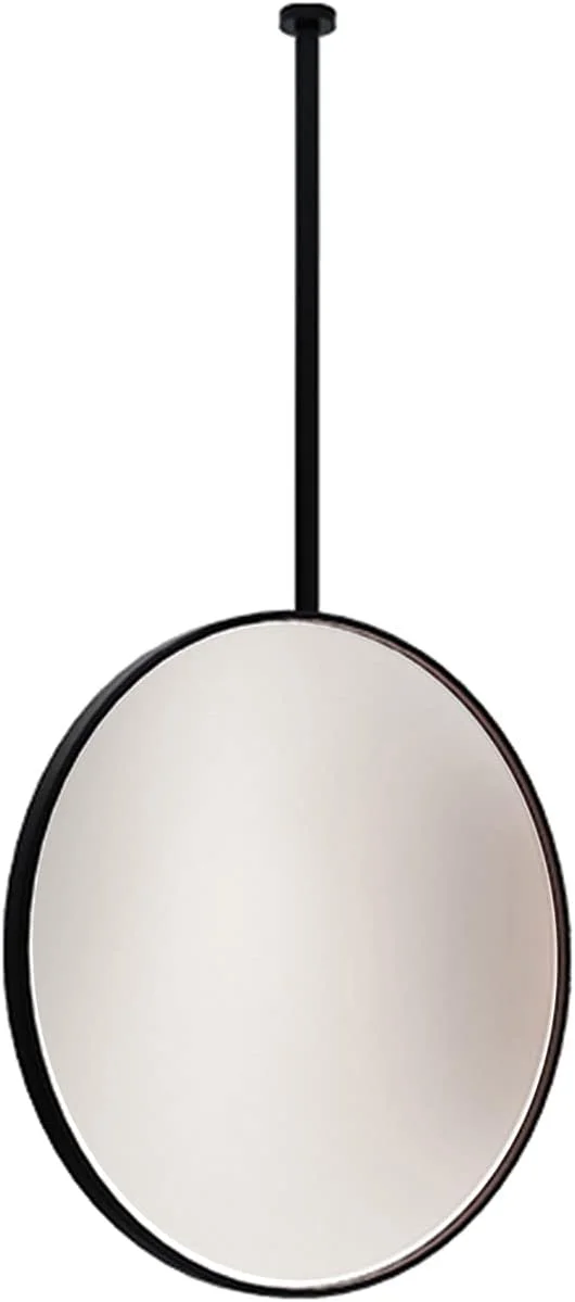 آینه سقفی فلزی آراست با میله آویز سقفی، آینه های گرد دیواری برای آرایش، آینه های تزئینی آرایشی برای حمام و اتاق نشیمن - با قاب فلزی مشکی LEOWE آینه سقفی فلزی آراست با میله آویز سقفی، آینه های گرد دیواری برای آرایش، آینه های تزئینی آرایشی برای حمام و اتاق نشیمن - با قاب فلزی مشکی LEOWE