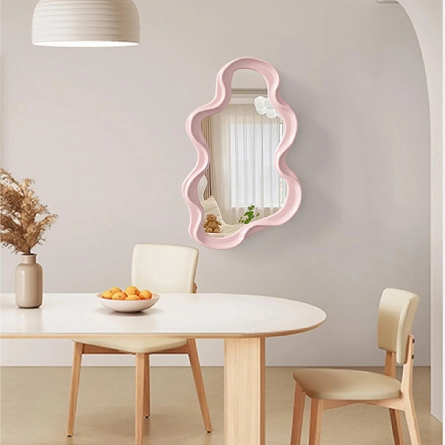 آینه دیواری نامتقارن VPARTY، آینههای تزئینی خلاقانه و منحصربهفرد، آینه موجدار فانتزی 41x25 سانتیمتر با حاشیه نامنظم سفید برای دکوراسیون حمام و اتاق نشیمن (صورتی، 41 سانتیمتر طول x 25 سانتیمتر عرض) آینه دیواری نامتقارن VPARTY، آینههای تزئینی خلاقانه و منحصربهفرد، آینه موجدار فانتزی 41x25 سانتیمتر با حاشیه نامنظم سفید برای دکوراسیون حمام و اتاق نشیمن (صورتی، 41 سانتیمتر طول x 25 سانتیمتر عرض)