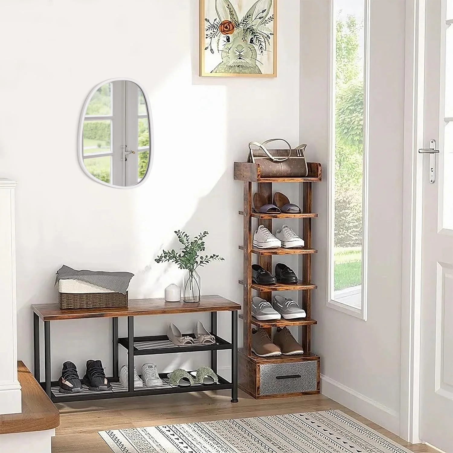 آینه های آویز نامتقارن، آینه دیواری نامنظم با قاب چوبی سفید، آینه های بیضی شکل تزئینی دیواری، آینه کوچک آرایشی دیواری برای اتاق نشیمن منزل، اتاق خواب، راهرو، ورودی آینه های آویز نامتقارن، آینه دیواری نامنظم با قاب چوبی سفید، آینه های بیضی شکل تزئینی دیواری، آینه کوچک آرایشی دیواری برای اتاق نشیمن منزل، اتاق خواب، راهرو، ورودی