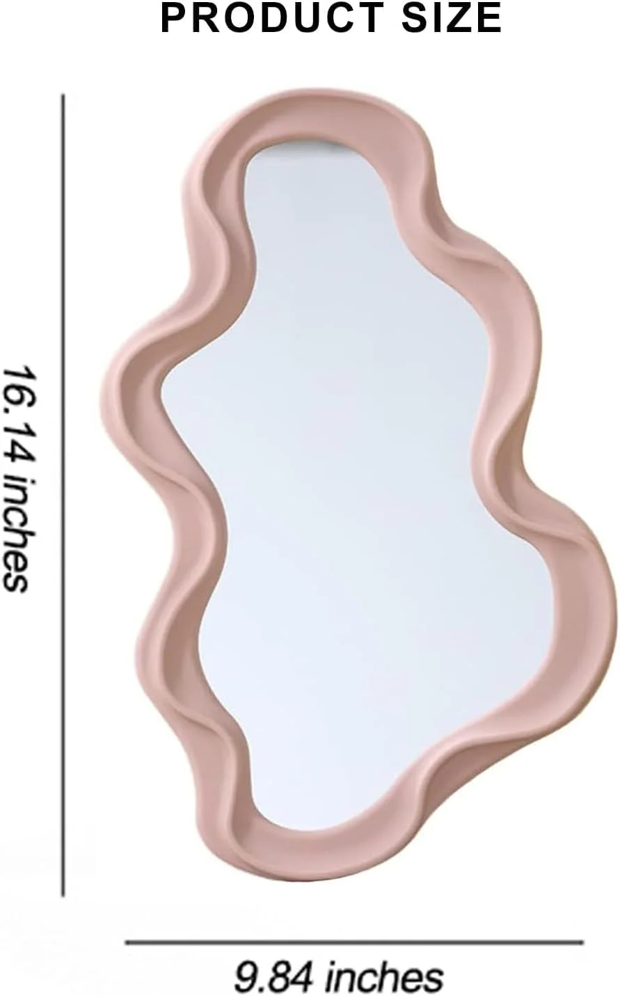 آینه دیواری نامتقارن VPARTY، آینههای تزئینی خلاقانه و منحصربهفرد، آینه موجدار فانتزی 41x25 سانتیمتر با حاشیه نامنظم سفید برای دکوراسیون حمام و اتاق نشیمن (صورتی، 41 سانتیمتر طول x 25 سانتیمتر عرض) آینه دیواری نامتقارن VPARTY، آینههای تزئینی خلاقانه و منحصربهفرد، آینه موجدار فانتزی 41x25 سانتیمتر با حاشیه نامنظم سفید برای دکوراسیون حمام و اتاق نشیمن (صورتی، 41 سانتیمتر طول x 25 سانتیمتر عرض)