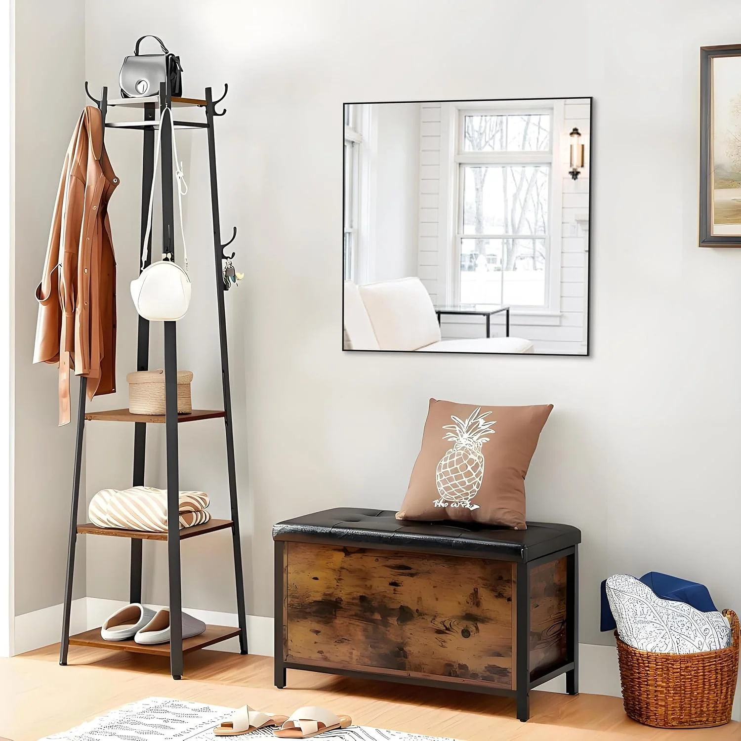 آینه مربعی حمام ANYHI، 71x71 سانتی متر، آینه دیواری برای حمام، آینه دیواری مربعی، آینه روشویی حمام، آینه دیواری با قاب فلزی مشکی، آینه مربعی زاویه راست، آینه روشویی دیواری آینه مربعی حمام ANYHI، 71x71 سانتی متر، آینه دیواری برای حمام، آینه دیواری مربعی، آینه روشویی حمام، آینه دیواری با قاب فلزی مشکی، آینه مربعی زاویه راست، آینه روشویی دیواری