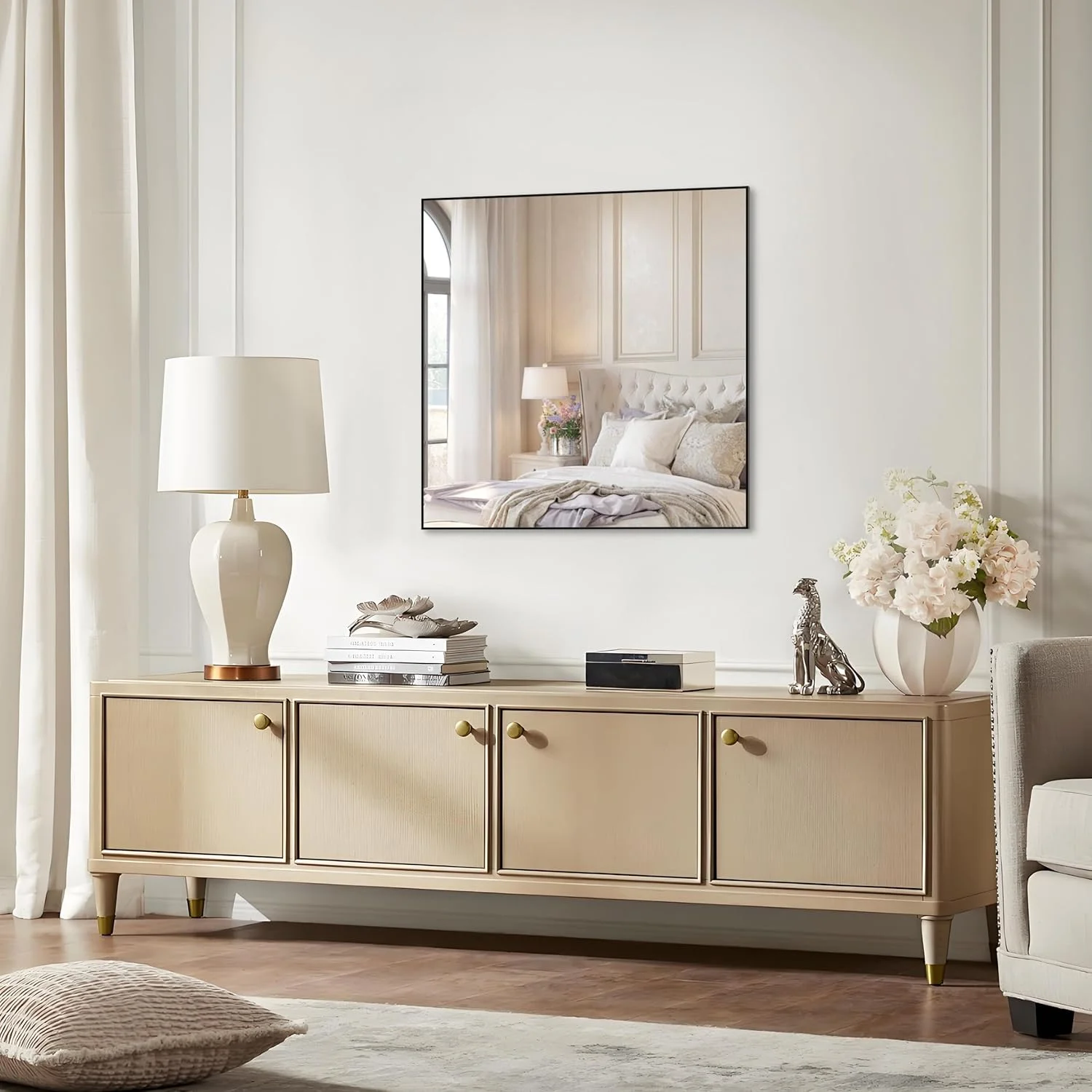 آینه مربعی حمام ANYHI، 71x71 سانتی متر، آینه دیواری برای حمام، آینه دیواری مربعی، آینه روشویی حمام، آینه دیواری با قاب فلزی مشکی، آینه مربعی زاویه راست، آینه روشویی دیواری آینه مربعی حمام ANYHI، 71x71 سانتی متر، آینه دیواری برای حمام، آینه دیواری مربعی، آینه روشویی حمام، آینه دیواری با قاب فلزی مشکی، آینه مربعی زاویه راست، آینه روشویی دیواری