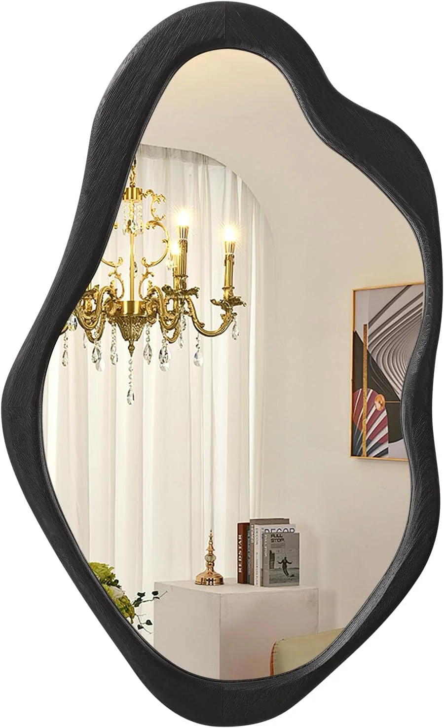 آینه دیواری نامتقارن AOAOPQ، آینه های تزئینی خلاقانه و منحصر به فرد، آینه های موج دار غیر عادی با حاشیه نامنظم 50x70 سانتی متر مشکی برای تزئین حمام و اتاق نشیمن آینه دیواری نامتقارن AOAOPQ، آینه های تزئینی خلاقانه و منحصر به فرد، آینه های موج دار غیر عادی با حاشیه نامنظم 50x70 سانتی متر مشکی برای تزئین حمام و اتاق نشیمن