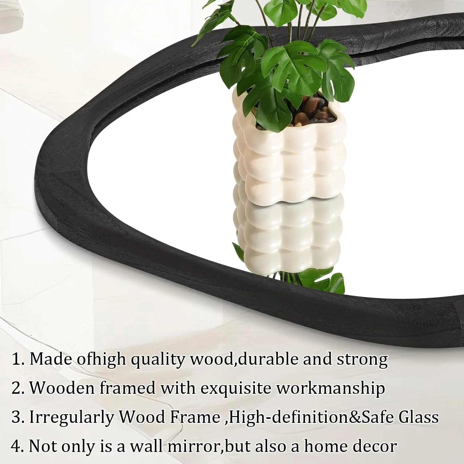 آینه دیواری نامتقارن AOAOPQ، آینه های تزئینی خلاقانه و منحصر به فرد، آینه های موج دار غیر عادی با حاشیه نامنظم 50x70 سانتی متر مشکی برای تزئین حمام و اتاق نشیمن آینه دیواری نامتقارن AOAOPQ، آینه های تزئینی خلاقانه و منحصر به فرد، آینه های موج دار غیر عادی با حاشیه نامنظم 50x70 سانتی متر مشکی برای تزئین حمام و اتاق نشیمن