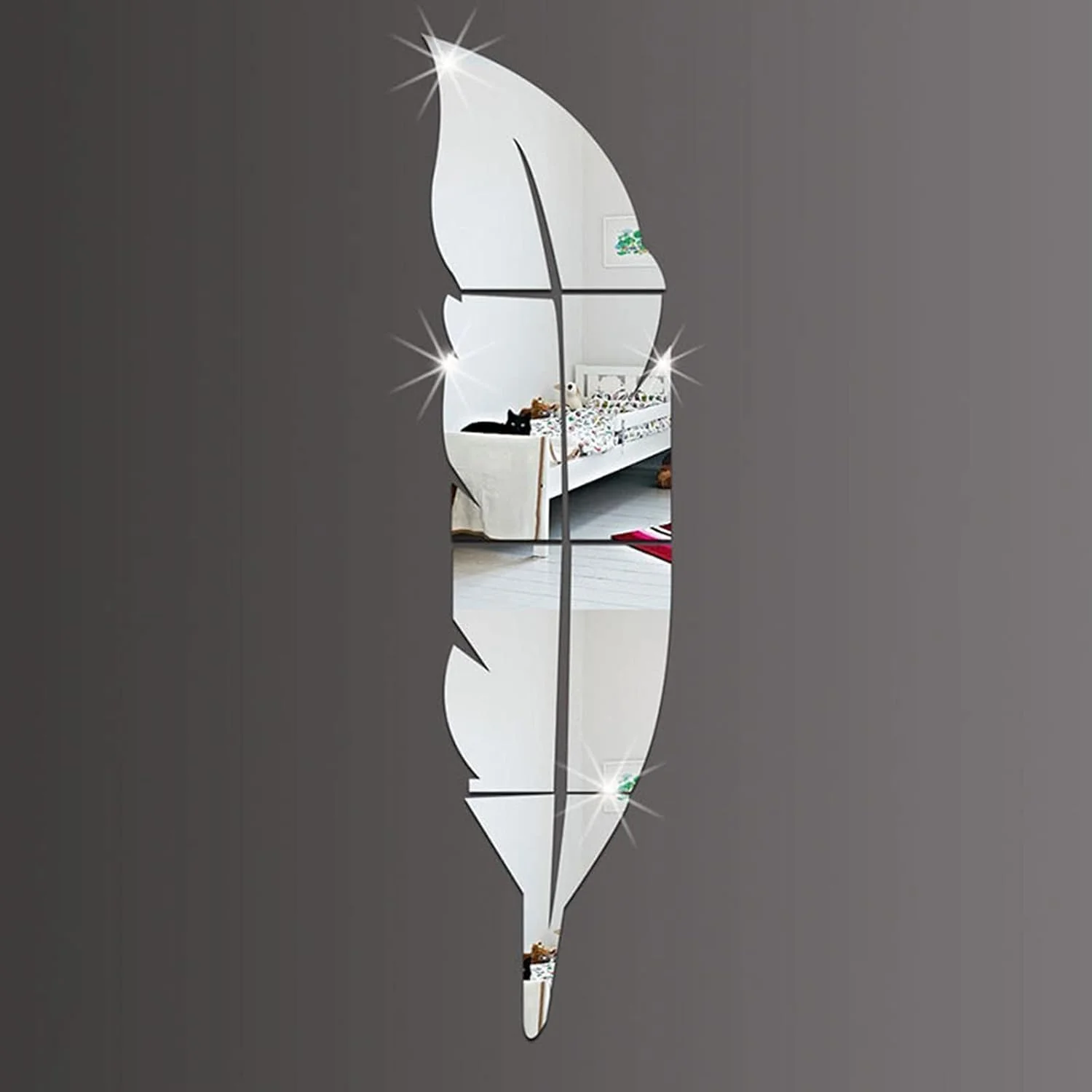 دکور دیوار آینه ای برگ اکریلیک نقره ای EMAAZZ LLC، طراحی قطره اشکی سه بعدی سبک وزن ممتاز | آینه برجسته دیواری مدرن، نصب شده تزئینی روی دیوار برای اتاق خواب، اتاق نشیمن، حمام، بزرگ 37x7 اینچ دکور دیوار آینه ای برگ اکریلیک نقره ای EMAAZZ LLC، طراحی قطره اشکی سه بعدی سبک وزن ممتاز | آینه برجسته دیواری مدرن، نصب شده تزئینی روی دیوار برای اتاق خواب، اتاق نشیمن، حمام، بزرگ 37x7 اینچ