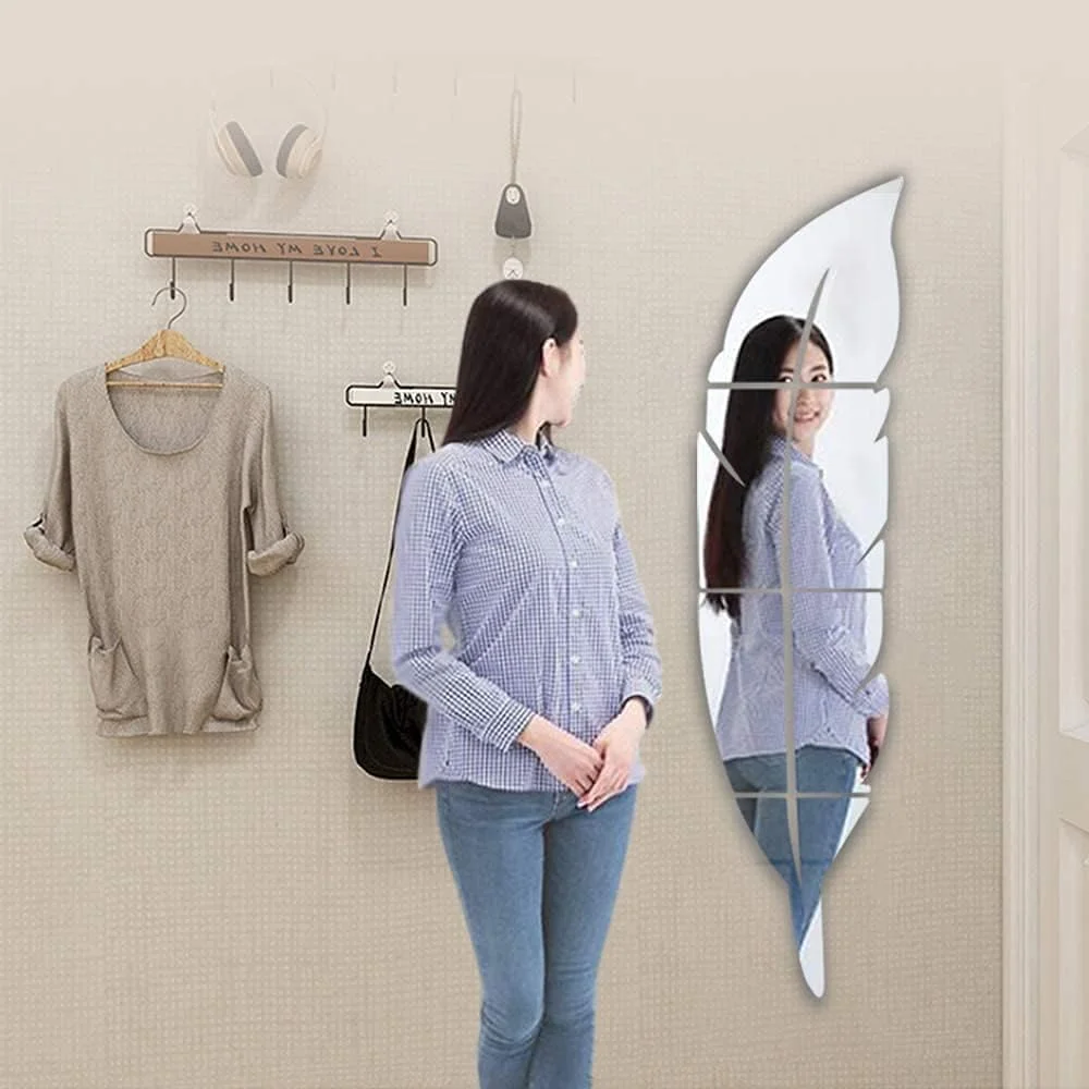 دکور دیوار آینه ای برگ اکریلیک نقره ای EMAAZZ LLC، طراحی قطره اشکی سه بعدی سبک وزن ممتاز | آینه برجسته دیواری مدرن، نصب شده تزئینی روی دیوار برای اتاق خواب، اتاق نشیمن، حمام، بزرگ 37x7 اینچ دکور دیوار آینه ای برگ اکریلیک نقره ای EMAAZZ LLC، طراحی قطره اشکی سه بعدی سبک وزن ممتاز | آینه برجسته دیواری مدرن، نصب شده تزئینی روی دیوار برای اتاق خواب، اتاق نشیمن، حمام، بزرگ 37x7 اینچ