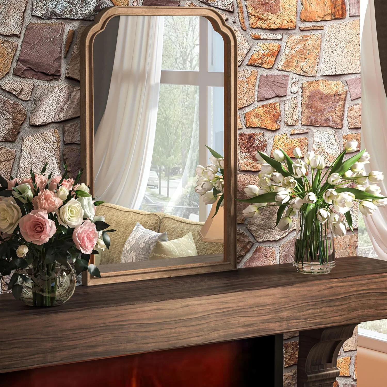 آینه حمام چوبی جامد Acovy با ابعاد 50x75 سانتیمتر، شیشه حرارت دیده، مناسب نصب دیواری، آینه دیواری با قاب چوبی روستیک، تزئینی برای ورودی، آینه اتاق نشیمن، اتاق خواب، آینه روشویی، قهوهای آینه حمام چوبی جامد Acovy با ابعاد 50x75 سانتیمتر، شیشه حرارت دیده، مناسب نصب دیواری، آینه دیواری با قاب چوبی روستیک، تزئینی برای ورودی، آینه اتاق نشیمن، اتاق خواب، آینه روشویی، قهوهای