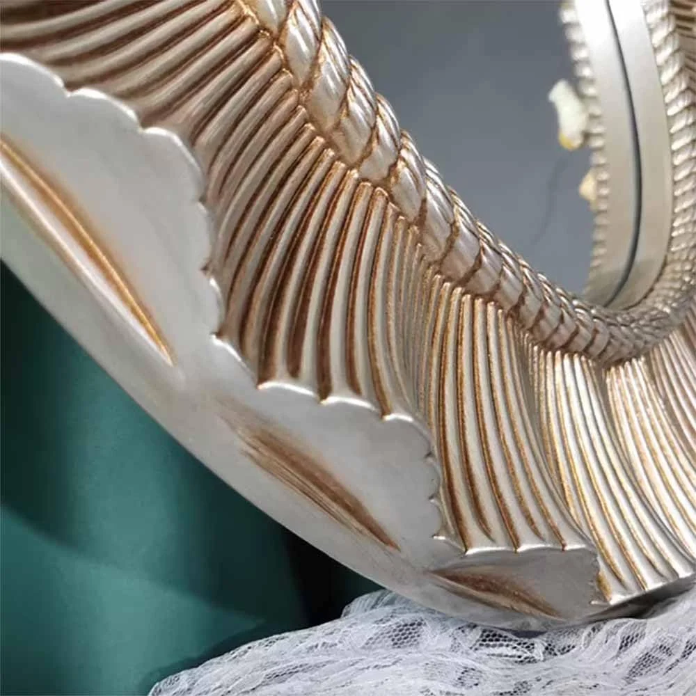 آینه آرایشی عتیقه برای حمام، آینه دیواری گرد و گلدار با طرح قدیمی، 85 سانتی متر، آینه تزئینی بزرگ با قاب پلی یورتان مناسب اتاق خواب، نشیمن و ورودی (D، 85 سانتی متر)