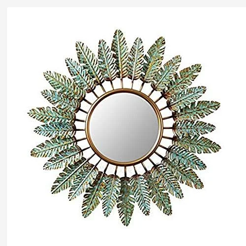 آینه تزئینی ABHJKLM، آینه دیواری برگ های آهنی گرد به سبک اروپایی و آمریکایی، مناسب اتاق نشیمن، راهرو ورودی، حمام، طرح گل آفتابگردان، 80 سانتی متر آینه تزئینی ABHJKLM، آینه دیواری برگ های آهنی گرد به سبک اروپایی و آمریکایی، مناسب اتاق نشیمن، راهرو ورودی، حمام، طرح گل آفتابگردان، 80 سانتی متر