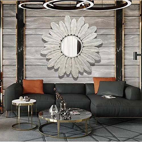 آینه دیواری سه بعدی تزئینی فرانسوی ABHJKLM، آینه دیواری اتاق نشیمن از جنس آهن فرفورژه، لوازم جانبی خلاقانه منزل، دکوراسیون دیوار اتاق نشیمن و حمام