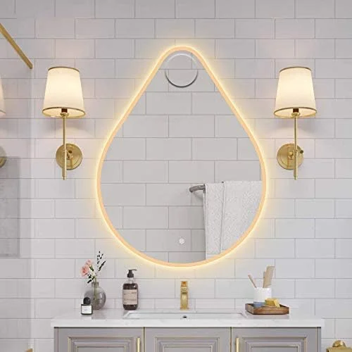 آینه آرایشی دیواری LED مدل ABHJKLM مناسب حمام و میز آرایش با نور قابل تنظیم و کلید لمسی (60x80 سانتی متر) آینه آرایشی دیواری LED مدل ABHJKLM مناسب حمام و میز آرایش با نور قابل تنظیم و کلید لمسی (60x80 سانتی متر)