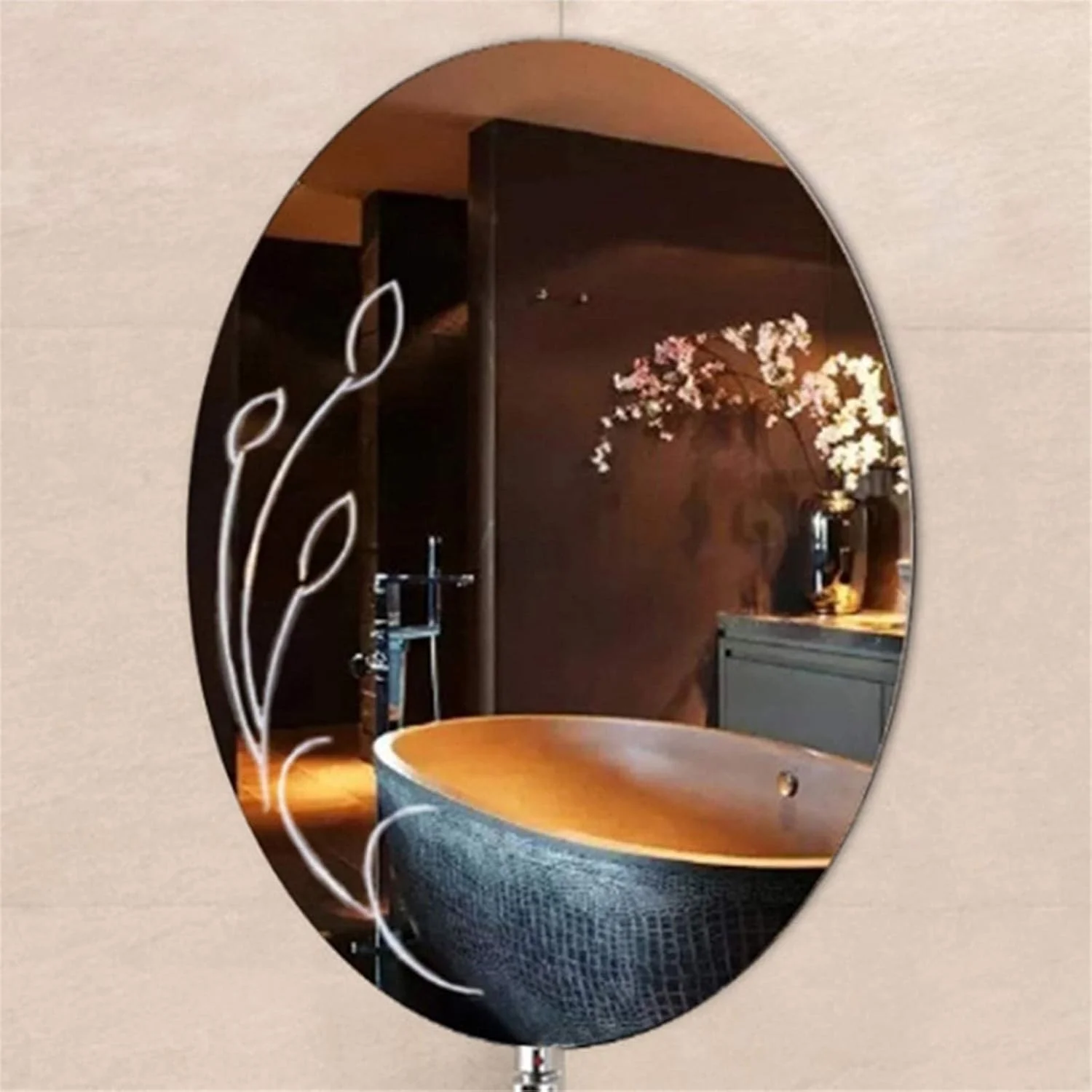 آینه بدون قاب ABHJKLM، قابل نصب روی دیوار، مناسب برای اتاق نشیمن، آینه تزئینی، مناسب برای سرویس بهداشتی، آینه آرایشی با طراحی نقاشی دستی آینه بدون قاب ABHJKLM، قابل نصب روی دیوار، مناسب برای اتاق نشیمن، آینه تزئینی، مناسب برای سرویس بهداشتی، آینه آرایشی با طراحی نقاشی دستی