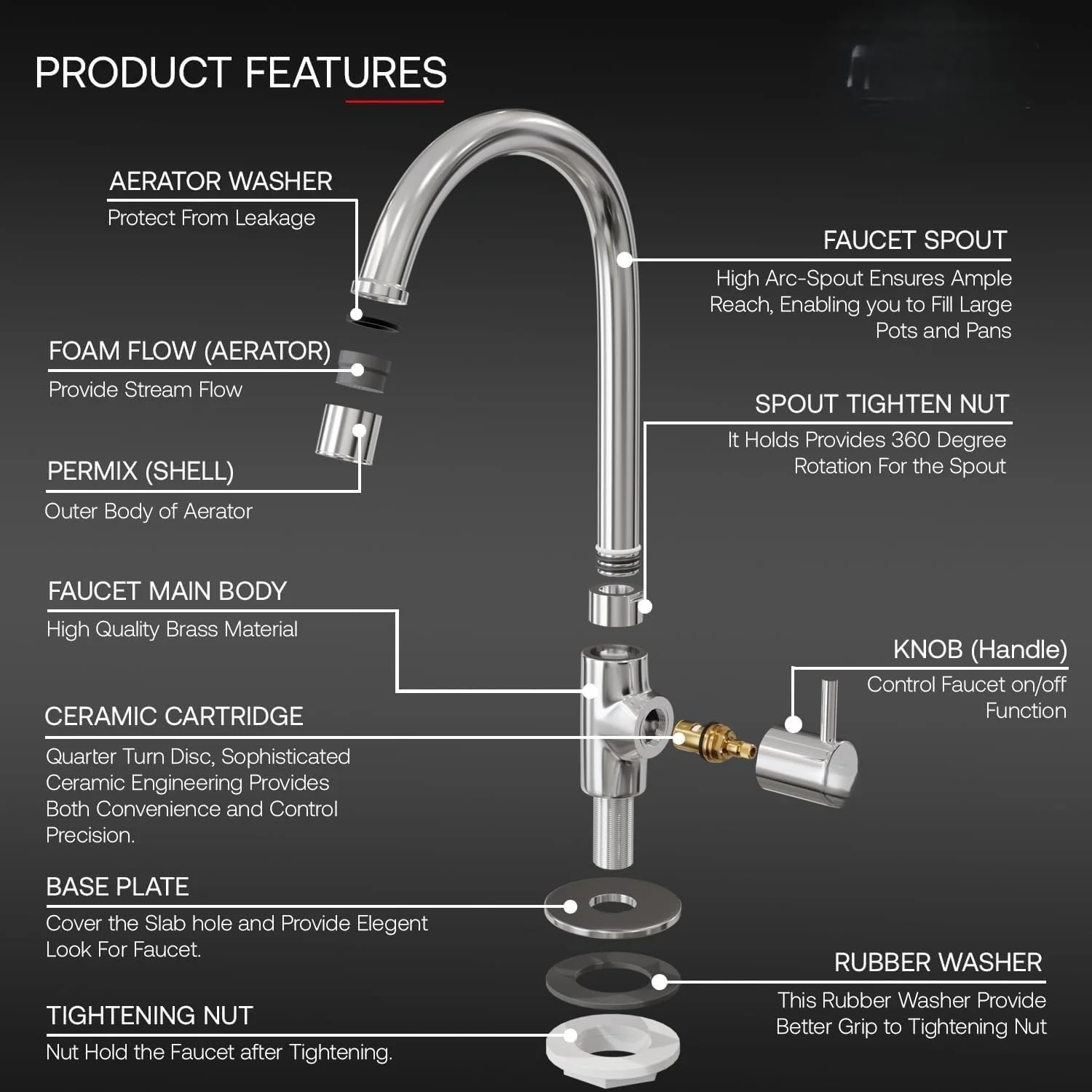 شیر آشپزخانه، شیر سینک آشپزخانه با خروجی چرخان 360 درجه بدون سرب، شیر مخلوط کن آب سرد و گرم تک اهرمی برای استفاده در آشپزخانه/بار/RV/فضای باز، کروم براق. (ALIM) شیر آشپزخانه، شیر سینک آشپزخانه با خروجی چرخان 360 درجه بدون سرب، شیر مخلوط کن آب سرد و گرم تک اهرمی برای استفاده در آشپزخانه/بار/RV/فضای باز، کروم براق. (ALIM)